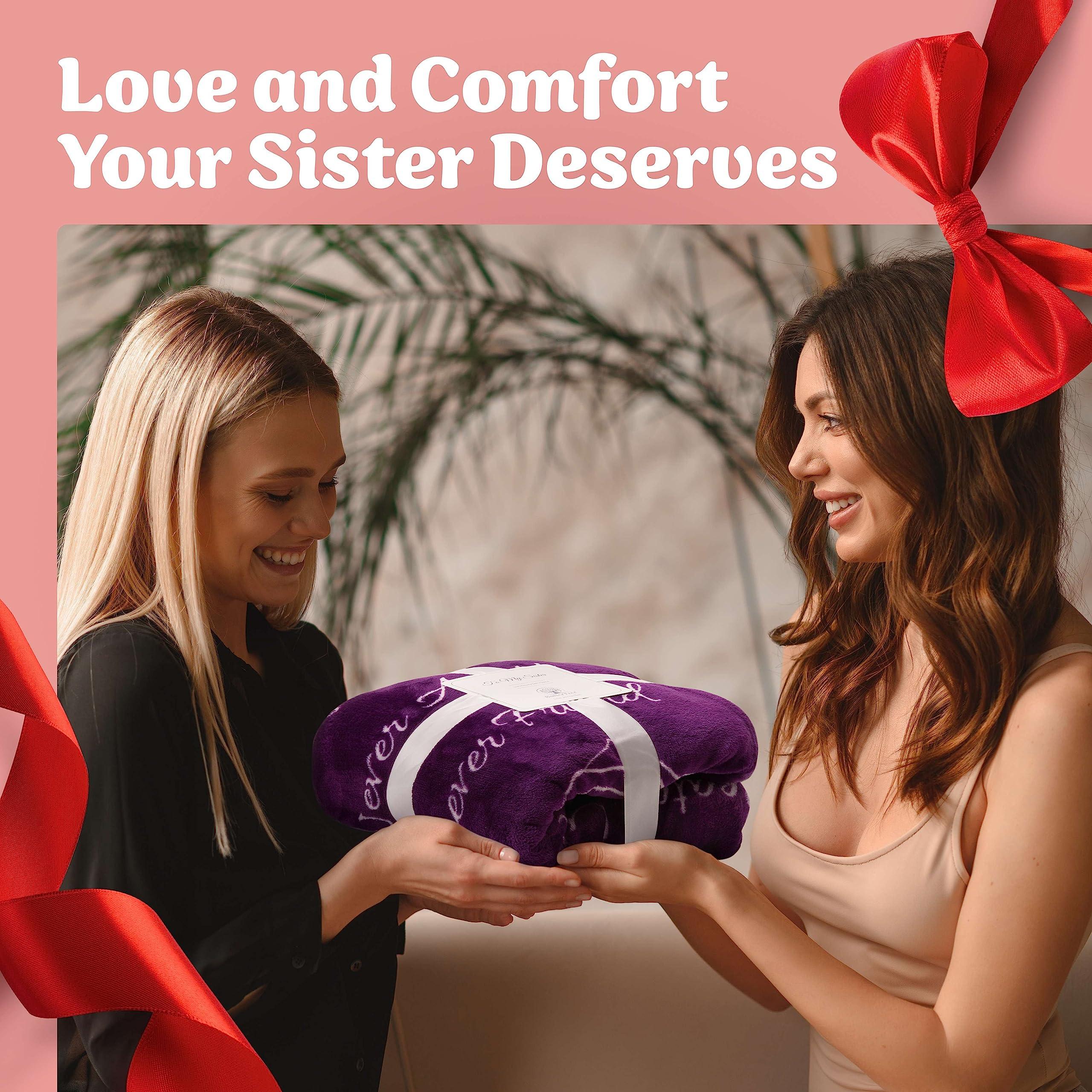 Gifts for Sister from Sister Birthday Gifts, Cozy Throw Blanket, Thoughtful Presents for Women, Soft Blanket for Her, Unique Gift Ideas, for Her (Purple) - Image 3