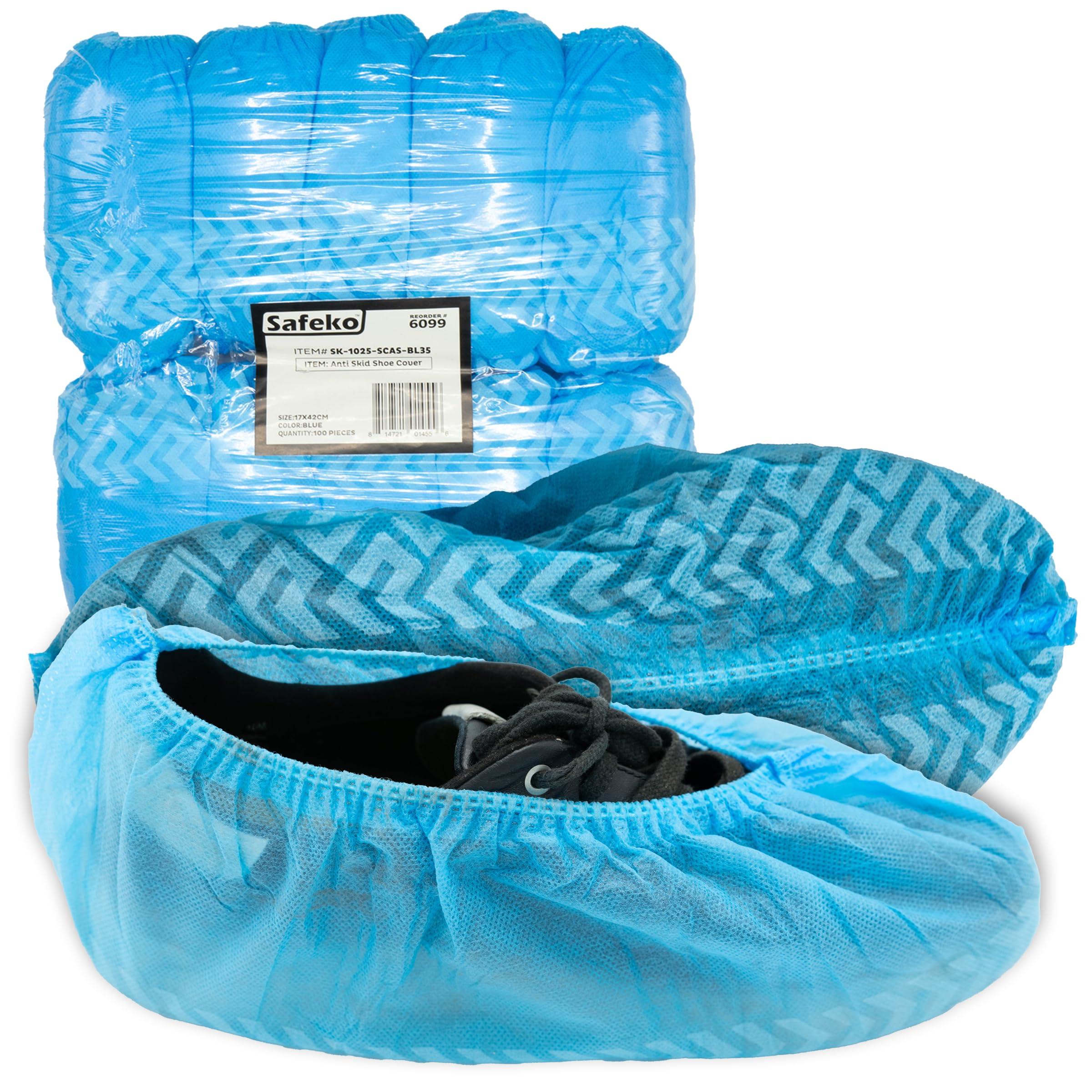 SAFEKO Premium Disposable Boot & Shoe Covers Booties, Durable, Non-Slip, Non-Toxic, Recyclable Protectors, Fits Most Shoes - Pack of 100 (50 Pairs)