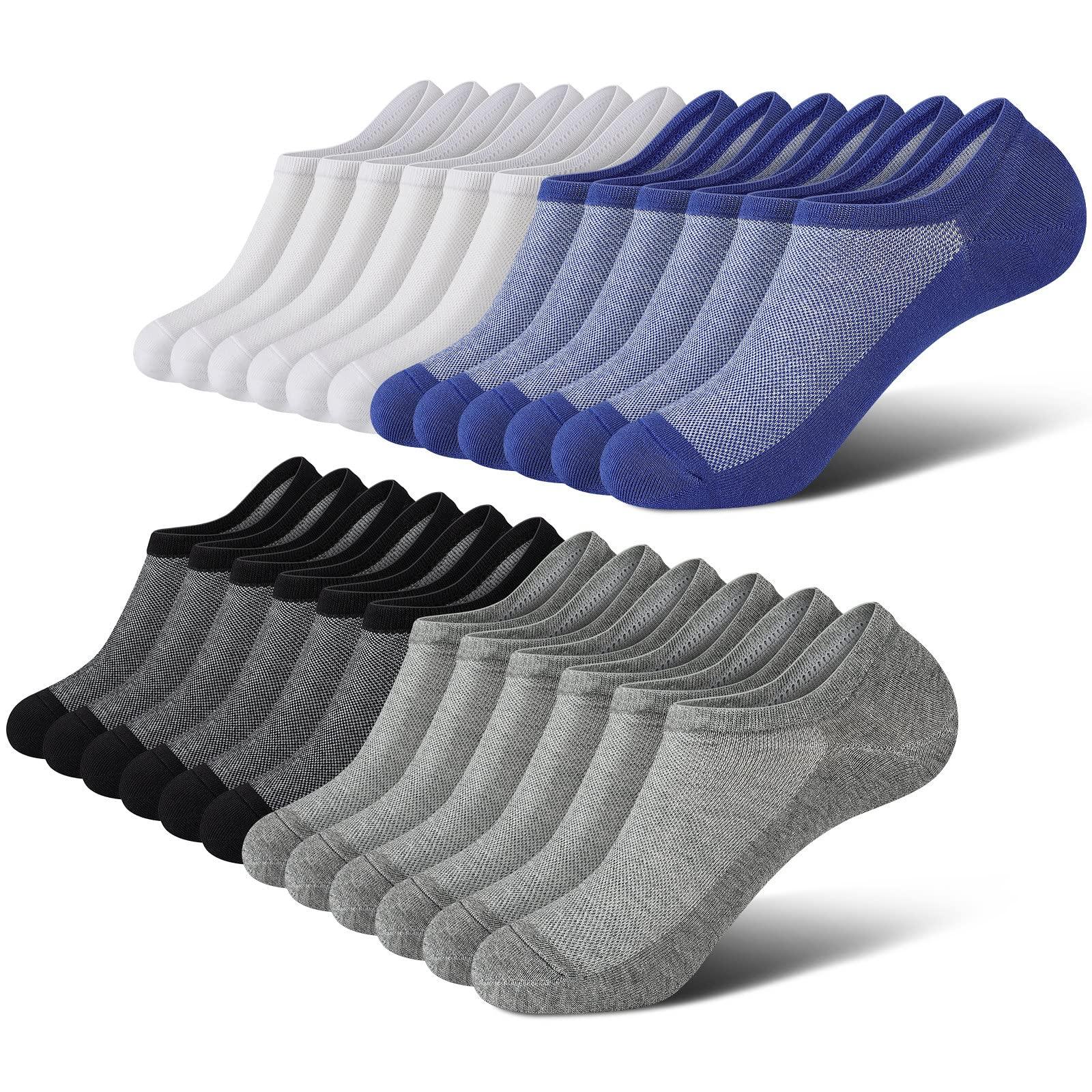 wernies No Show Socks Men, Low Cut Ankle Short Casual Cotton Socks with Non Slip Grips 6-10/11-13