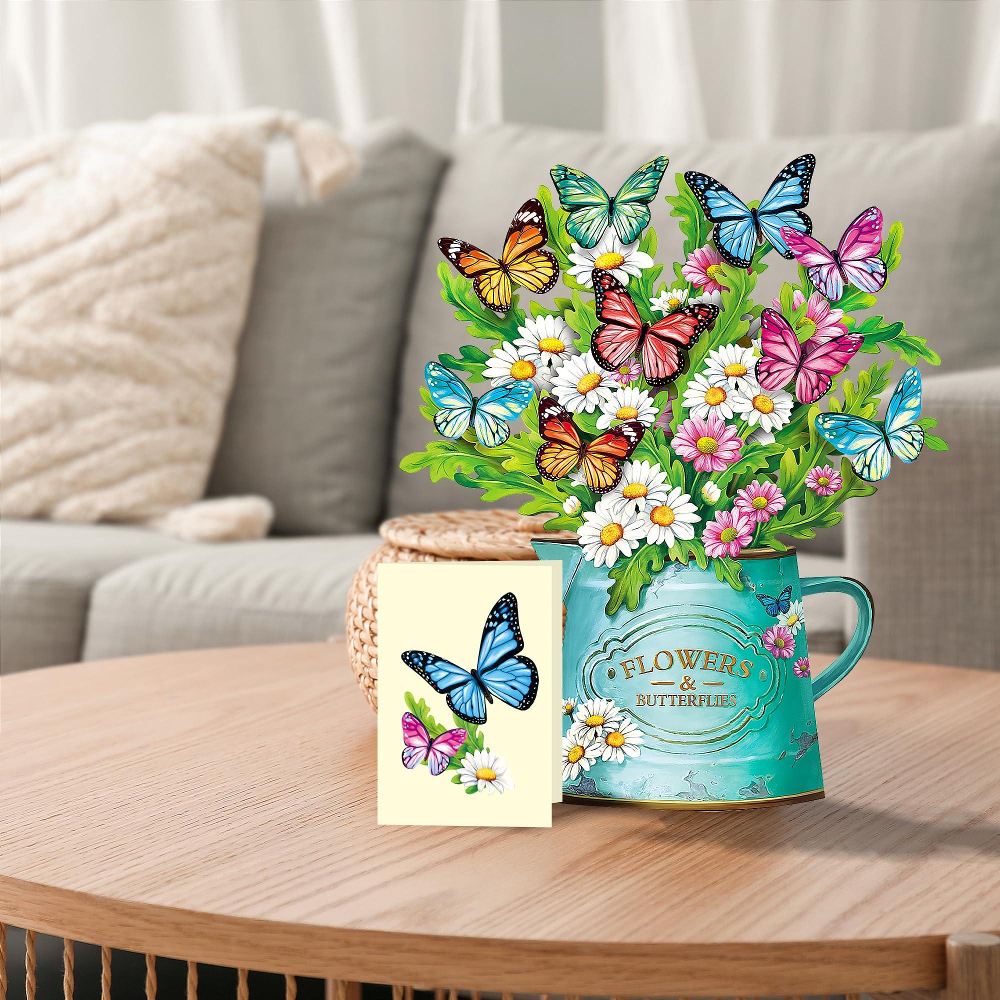 Pop Up Flower Cards, Paper Flowers Bouquet 12’‘ Daisies and Butterflies 3D Popup Graduation Cards with Blank Note and Envelope, Birthday, Fathers Day,Thank You Gifts for Women Mom Dad Girls Friends - Image 5