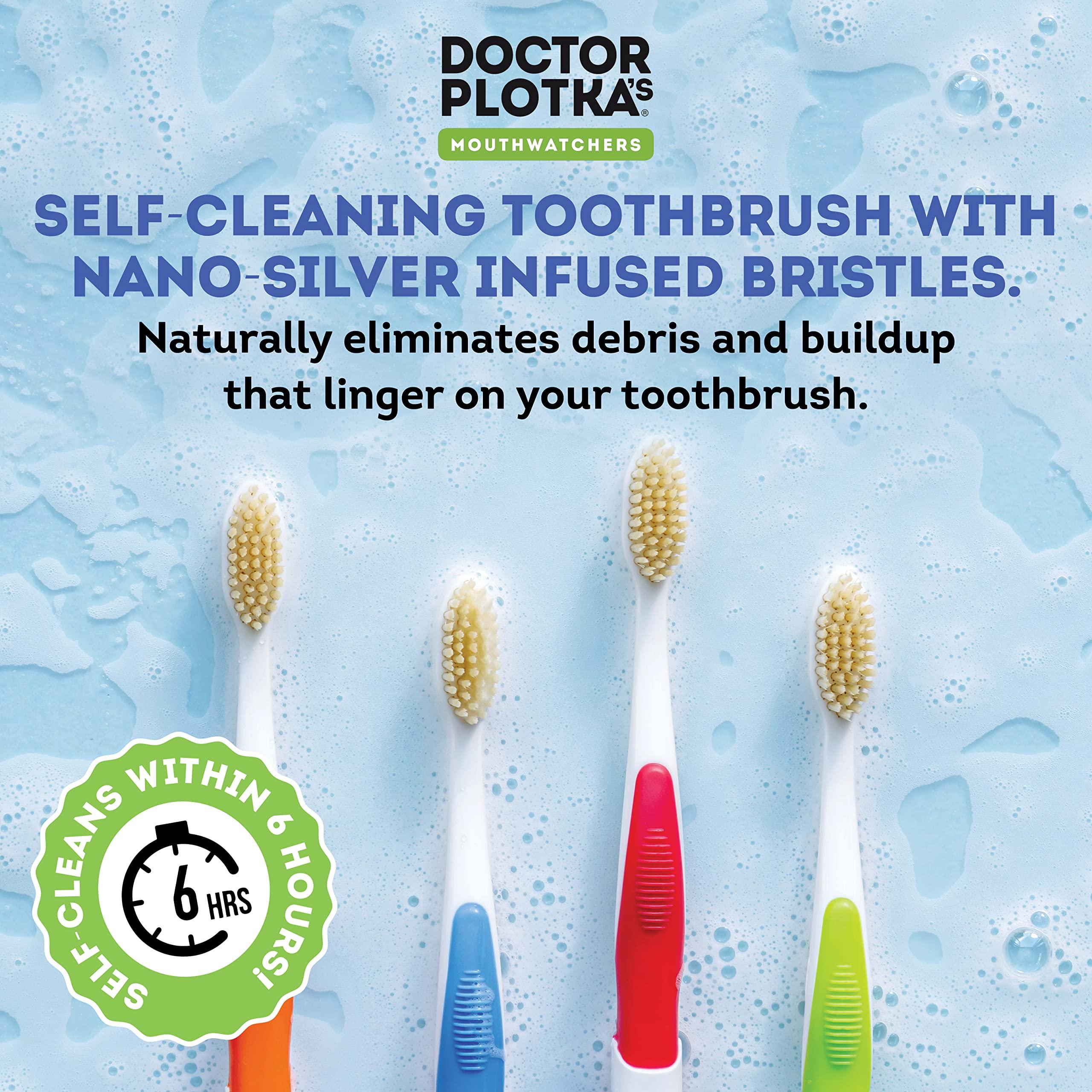 MOUTHWATCHERS Soft Flossing Toothbrushes for Adults, Value 6 Pack, Ultra Clean Manual Toothbrush Set for Sensitive Teeth & Gums, by Dr. Plotka, Assorted Colors - Image 4