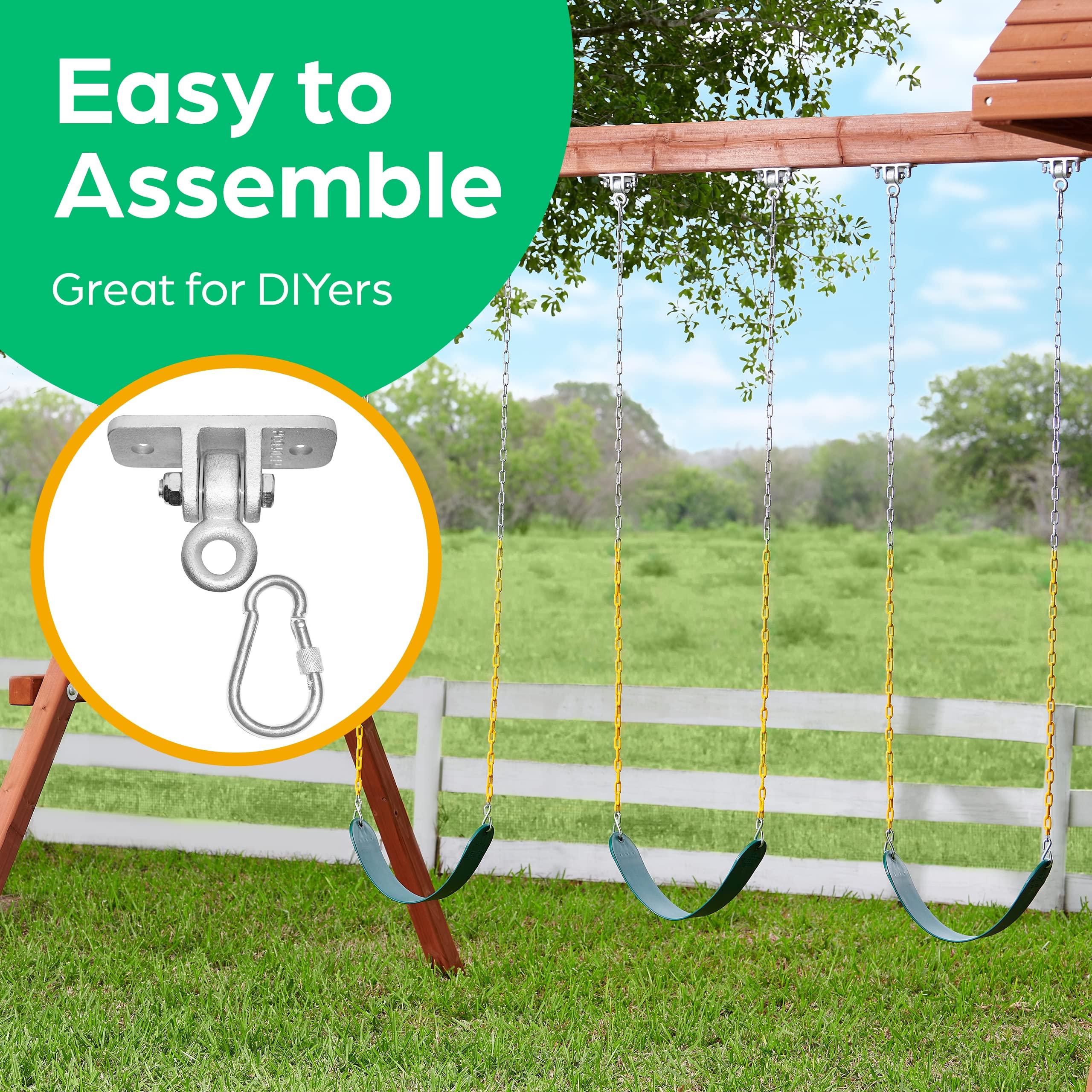 Jungle Gym Kingdom Swing Set Hangers - 2 Heavy Duty Brackets with Locking Snap Hooks for Porch, Patio, Playground - Indoor/Outdoor Hardware & Accessories - Image 4
