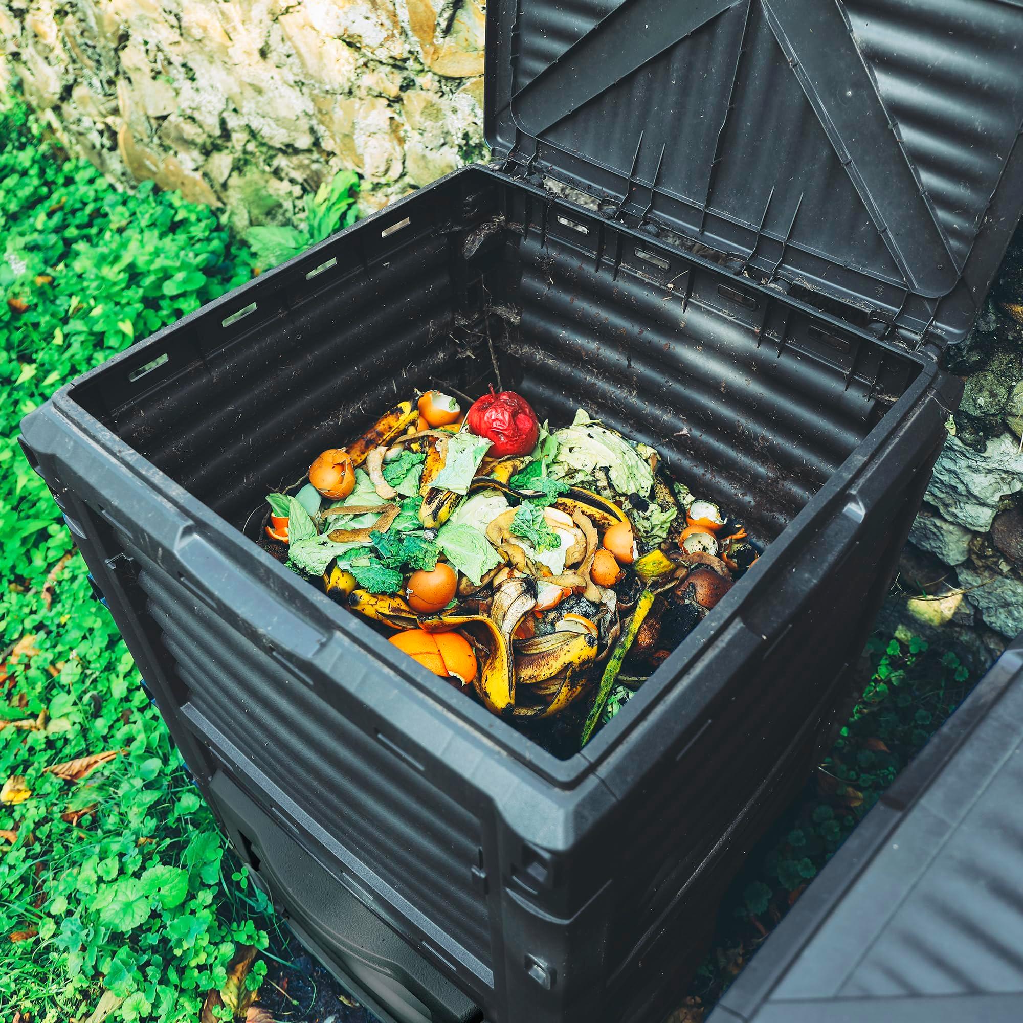 BIOGRN Large Outdoor Compost Bin,80 Gallon (300 L) Composter Bins with Snap-on Top Lid and Aeration System,Garden Compost Bin that Quickly Create Fertile Soil - Image 2