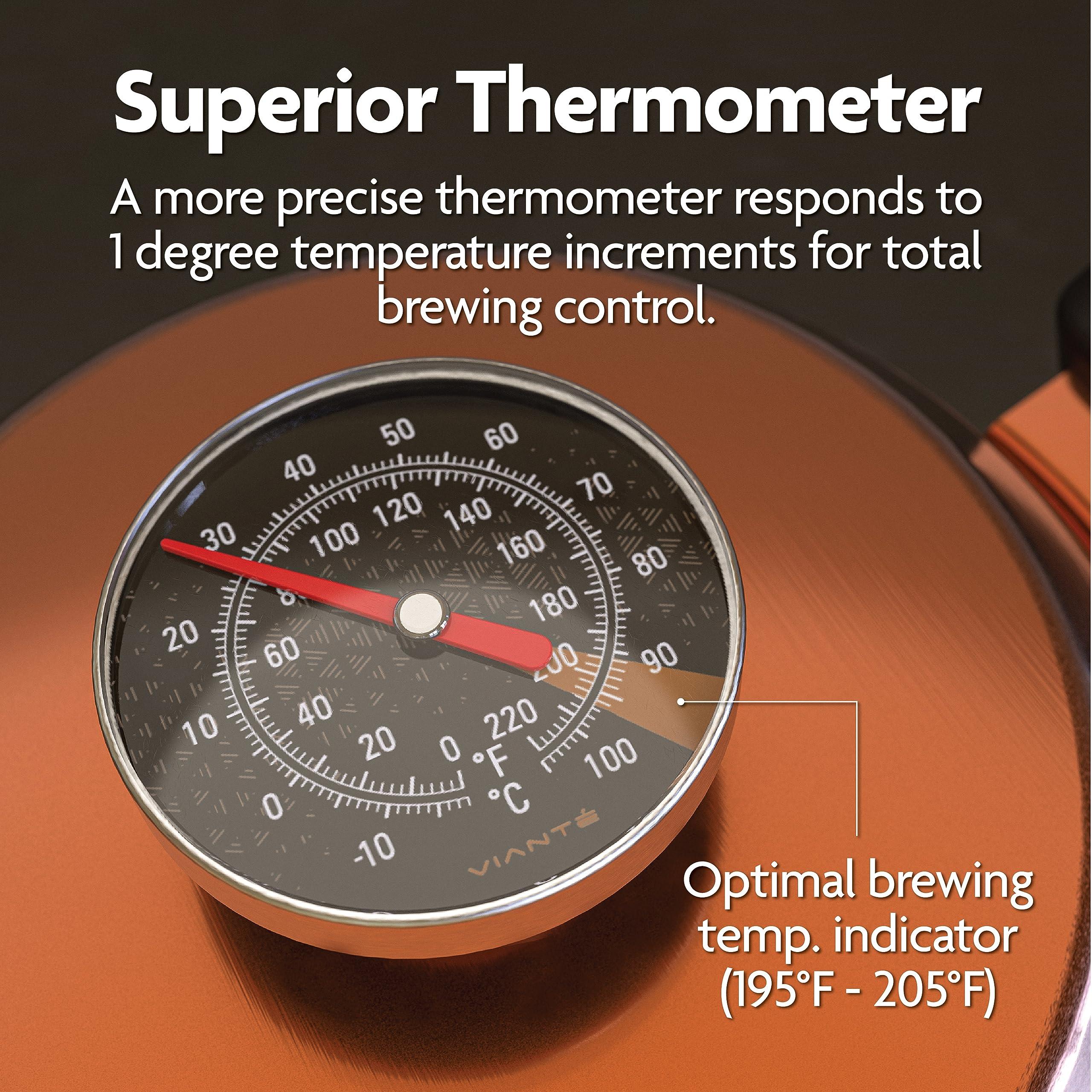 Vianté Gooseneck Stovetop Pour Over Coffee Kettle with Thermometer for Drip Coffee and Tea. Premium Copper Stainless Steel. 40 fl oz. All Coocktops. - Image 6