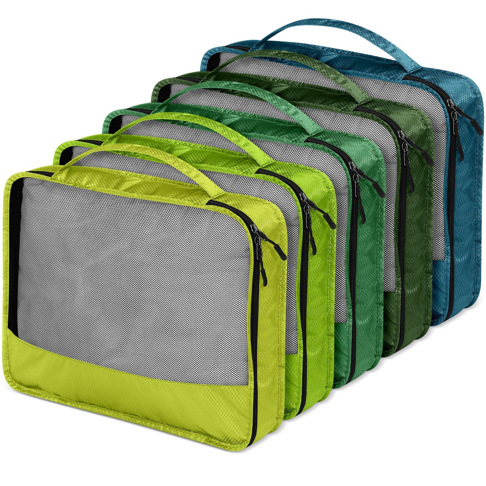 Bulyoou 5 Pcs Packing Cubes for Suitcase Large Travel Cubes Carry on Luggage Organizer Bags for Clothes Accessories(L,Green) - Image 5