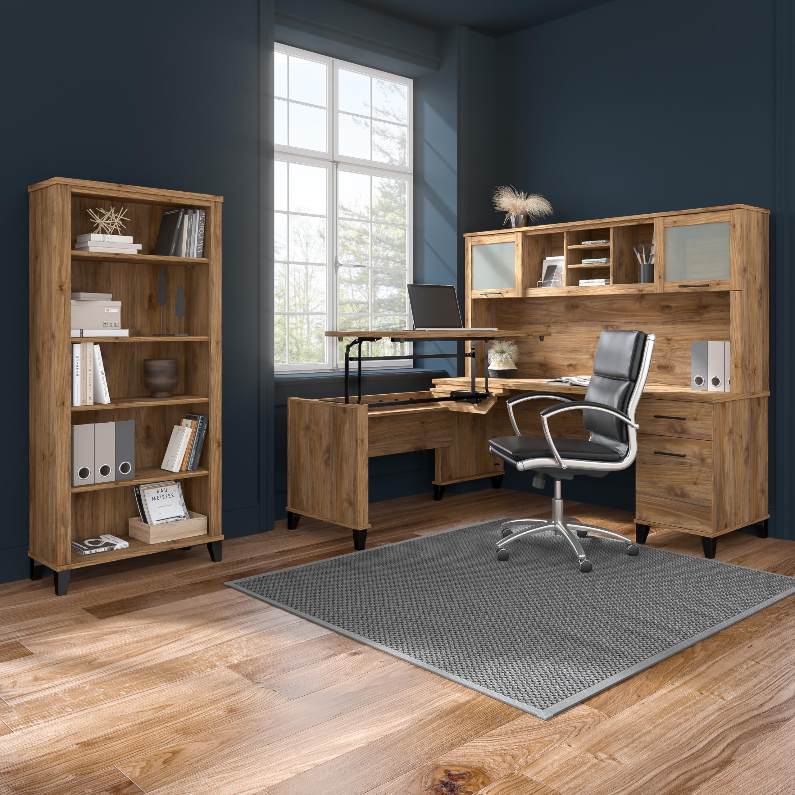 Bush Furniture Somerset 72W L Shaped Desk with Storage in Fresh Walnut - Image 6