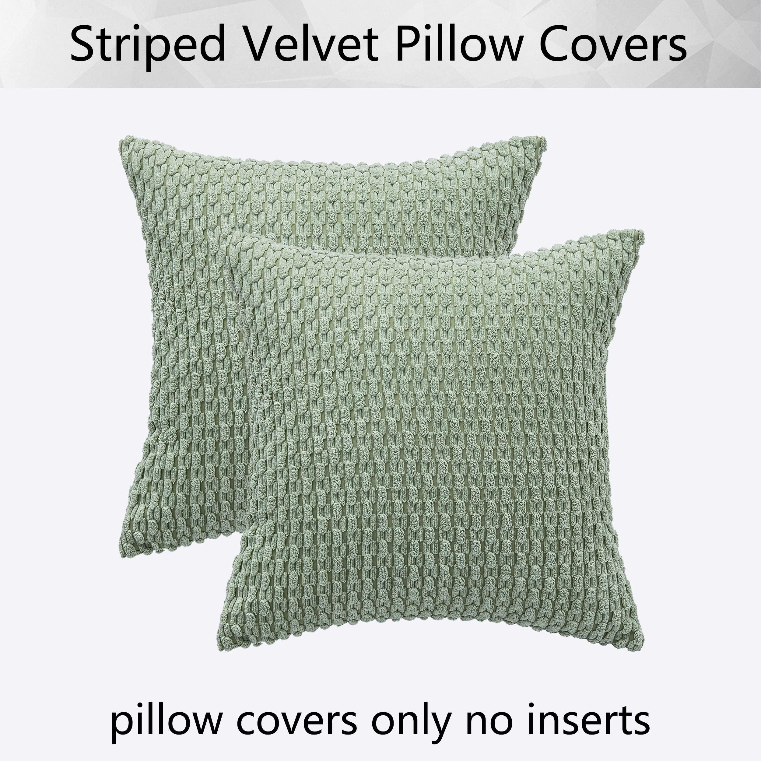 Kevin Textile 2 Packs Decorative Throw Pillow Covers 18x18 Inch for Living Room Couch Bed Spring Sofa Soft Striped Corduroy Square Cushion Case 45x45 cm Farmhouse Boho Home Decor Sage Green - Image 7