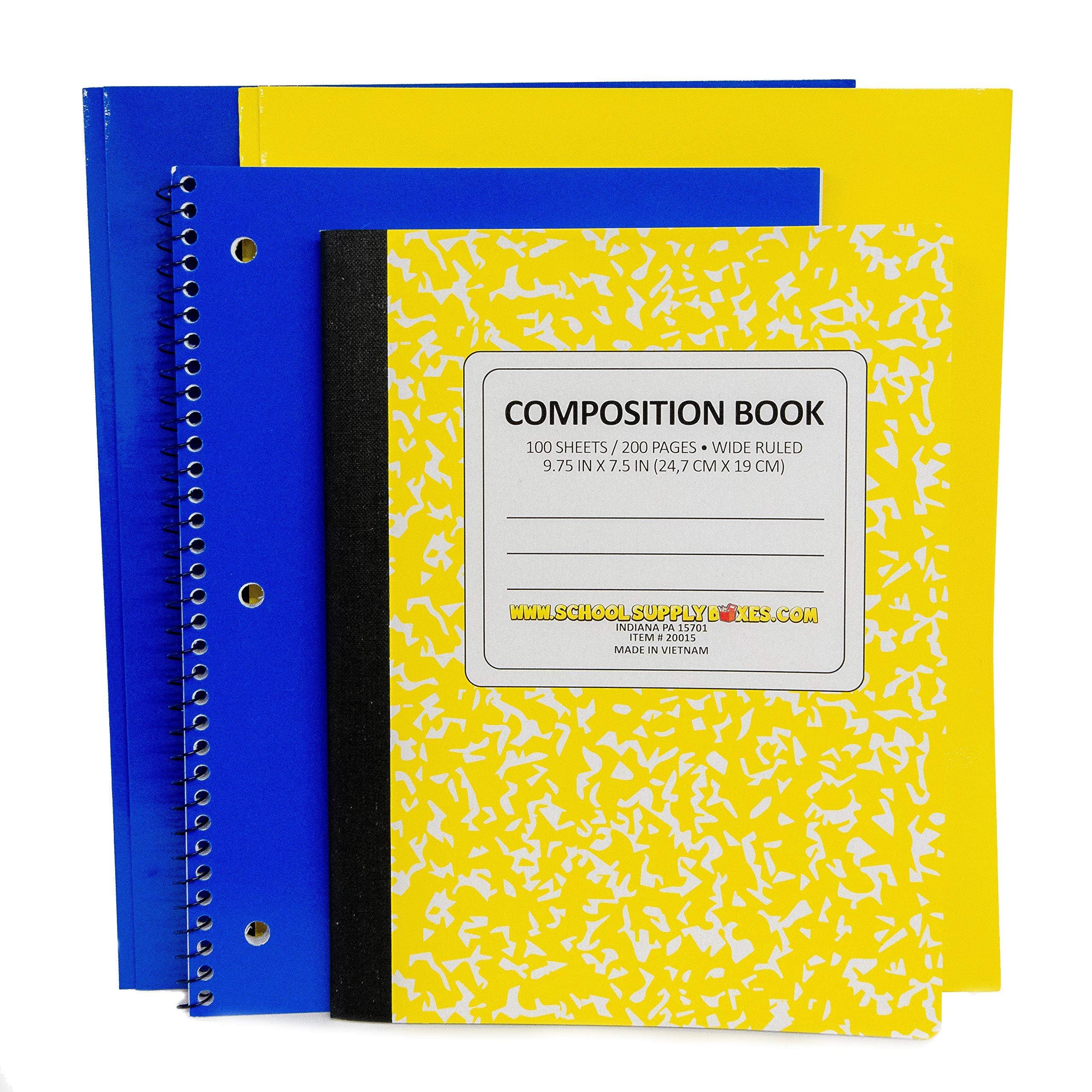 Back to School Supply Box Grades K-5 - School Supply Boxes - 32 Piece School Supplies Kit Includes Markers, Crayons, Pencils, Scissors, Folders, Glue Sticks, Notebook, and Composition Book - Image 4