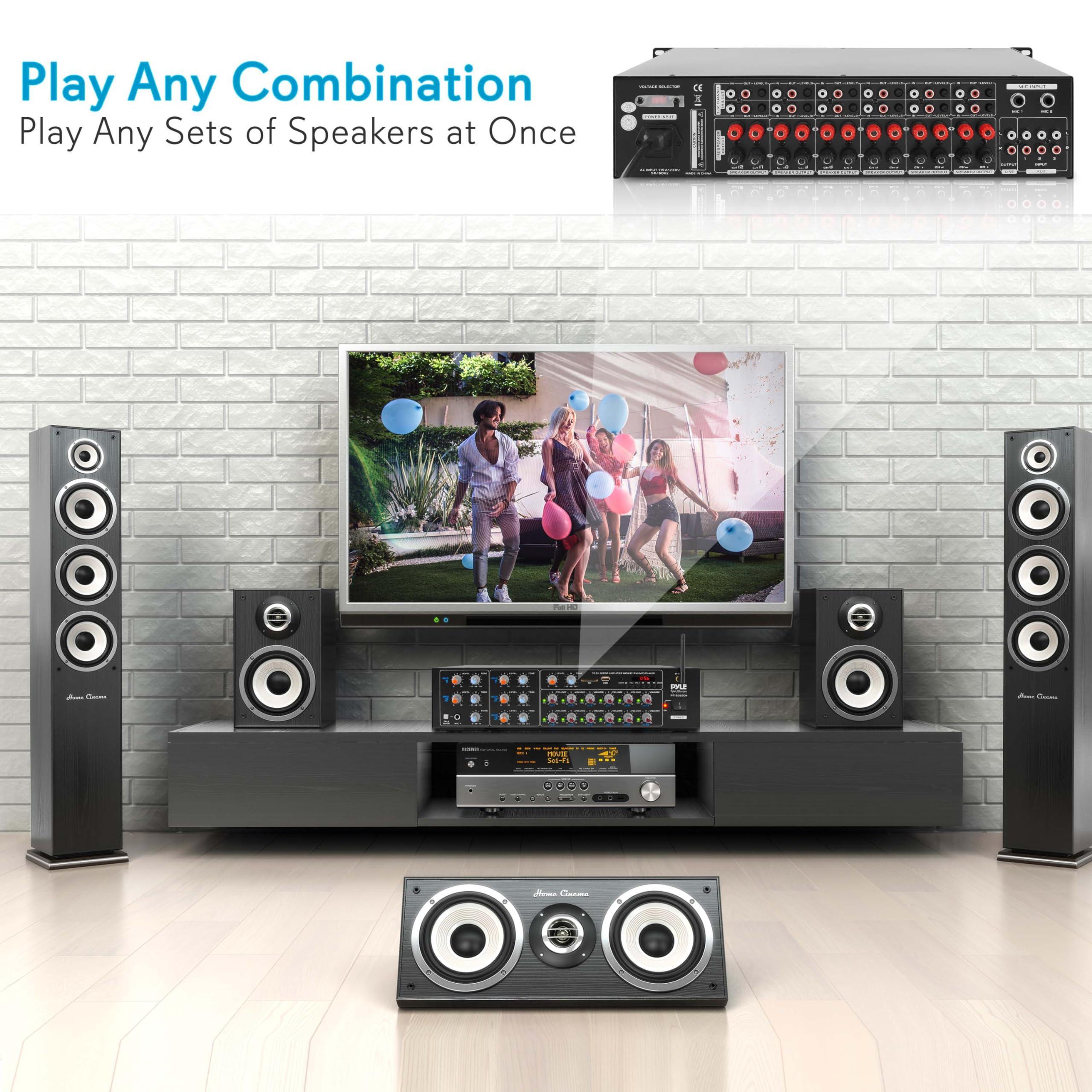 Pyle 8-Channel Wireless Bluetooth Power Amplifier - 4000W Rack Mount Multi Zone Sound Mixer Audio Home Stereo Receiver Box System w/ RCA, USB, AUX - For Speaker, PA, Theater, Studio/Stage - PT8050CH - Image 4
