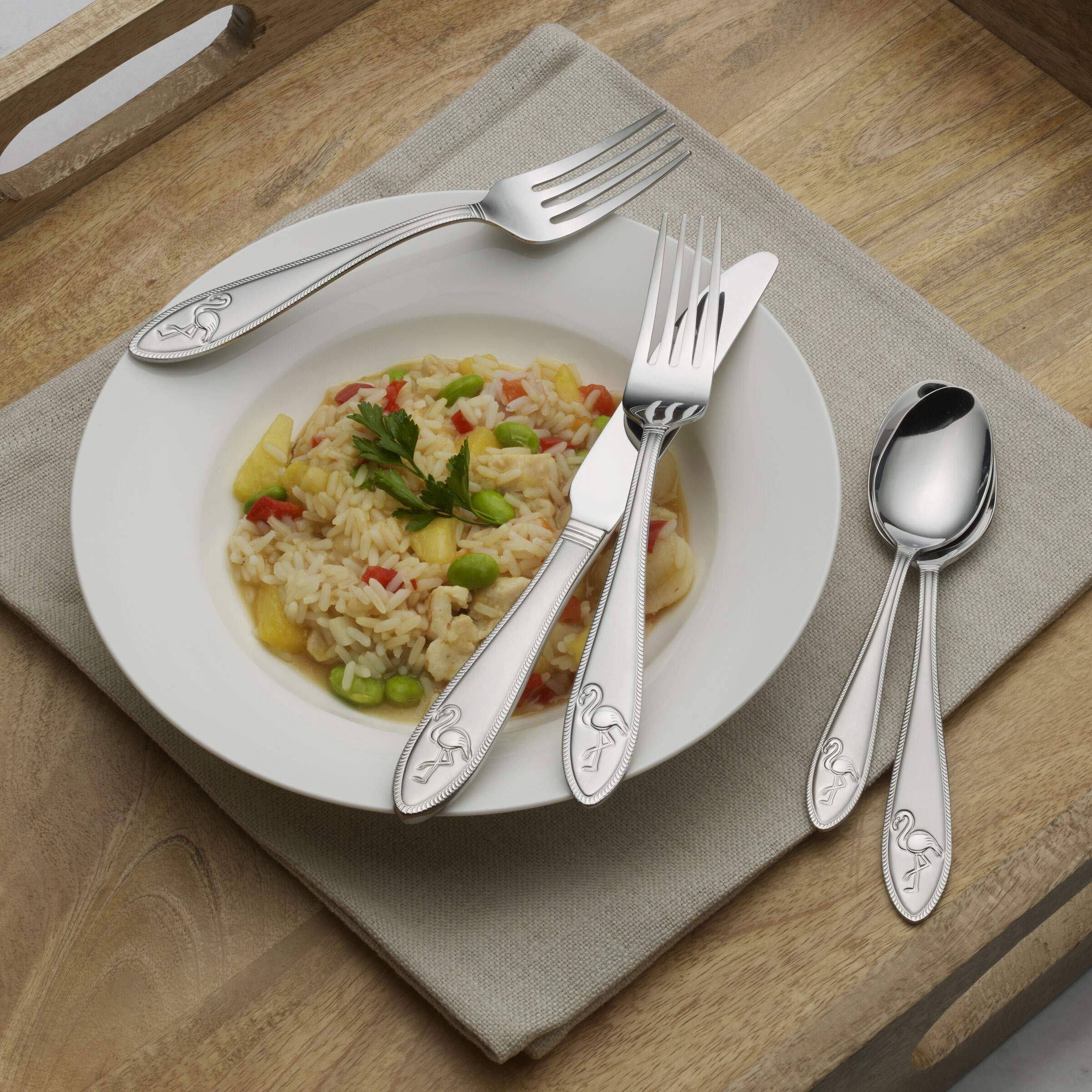 Towle Everyday Flamingo Flatware Service for 4, 20 Piece Set, 18/0 Stainless Steel, Silverware Set - Image 2
