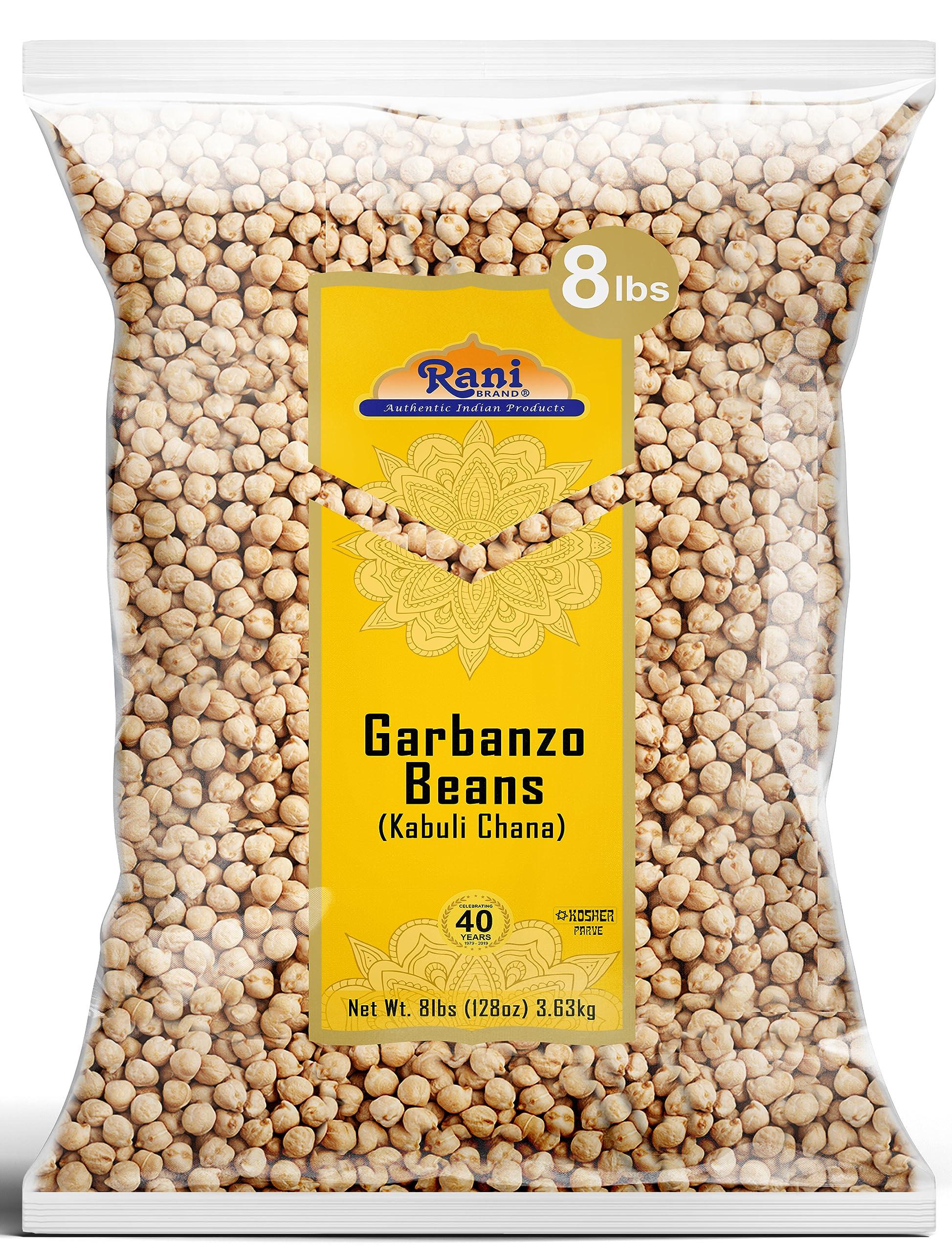 Rani Garbanzo Beans (Kabuli Chana) 128oz (8lbs) 3.63kg Bulk ~ All Natural | Vegan | Gluten Friendly | NON-GMO | Kosher | Indian Origin