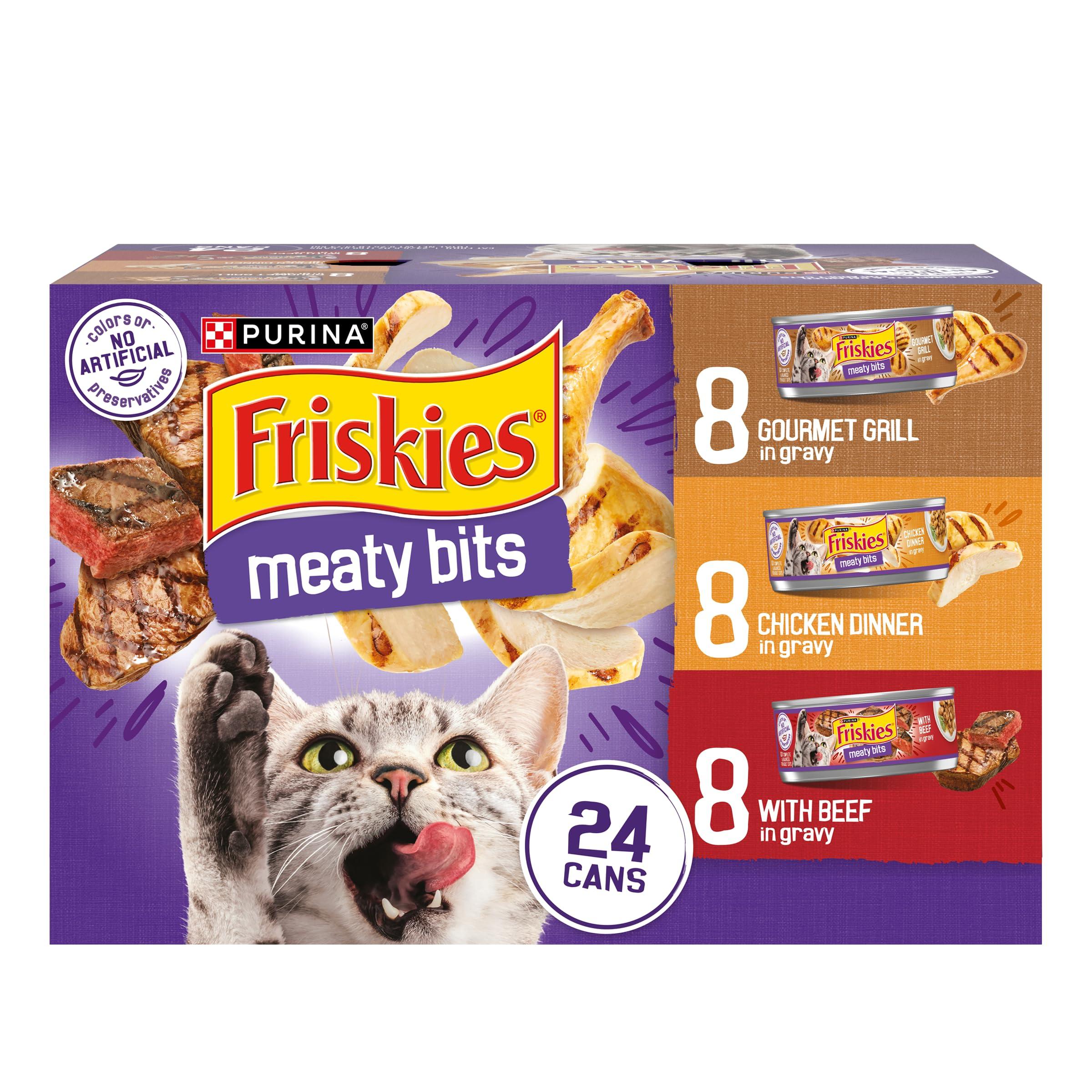 Purina Friskies Gravy Wet Cat Food Variety Pack, Meaty Bits - (Pack of 24) 5.5 oz. Cans - Image 1