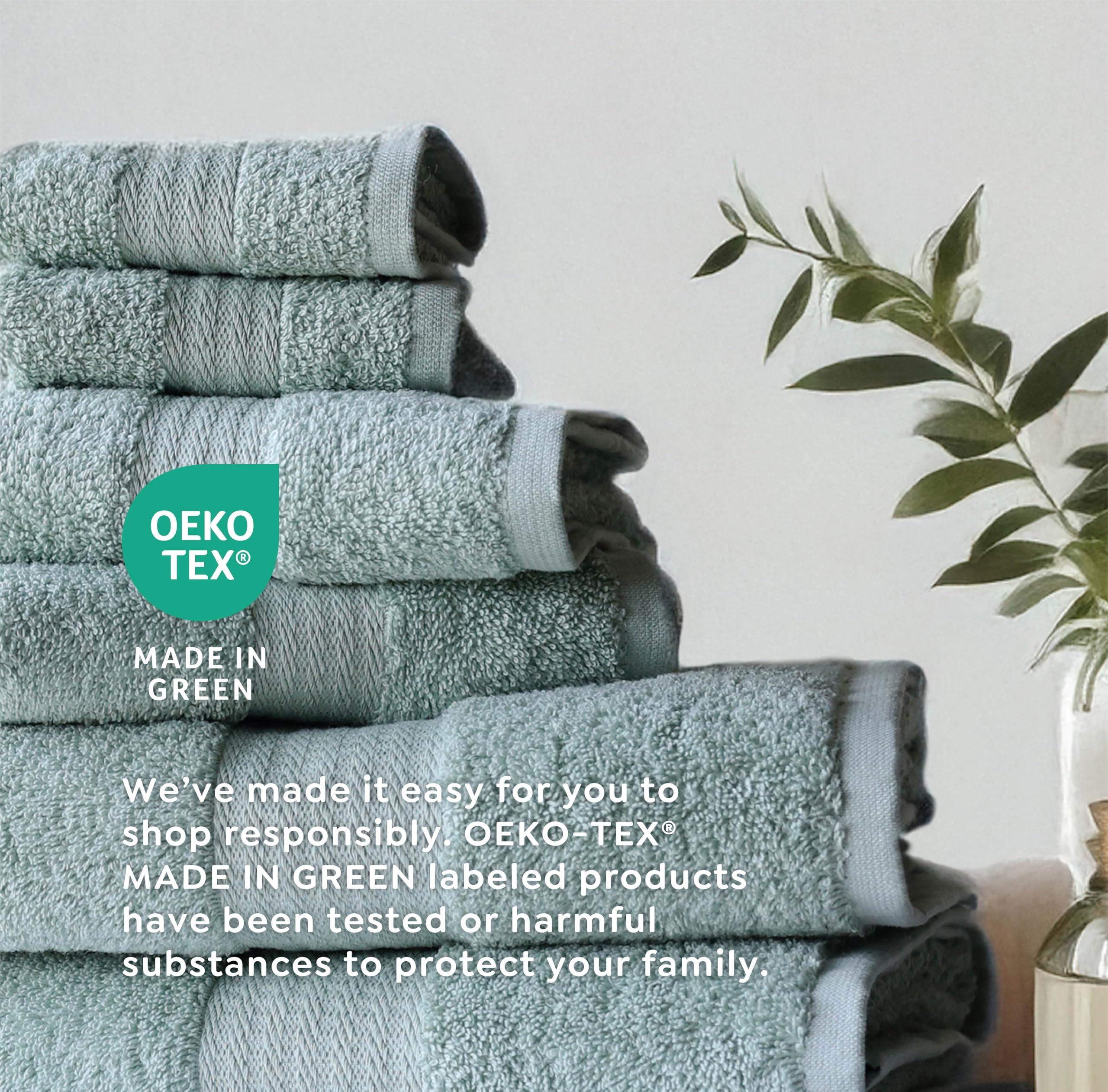 1888 Mills 8 Pack Premium Washcloth Set, True Classics Premium Cotton Blend, Super Soft and Highly Absorbent Washcloths for Bathroom, Hotels, Spa and Gym, Green - Image 2