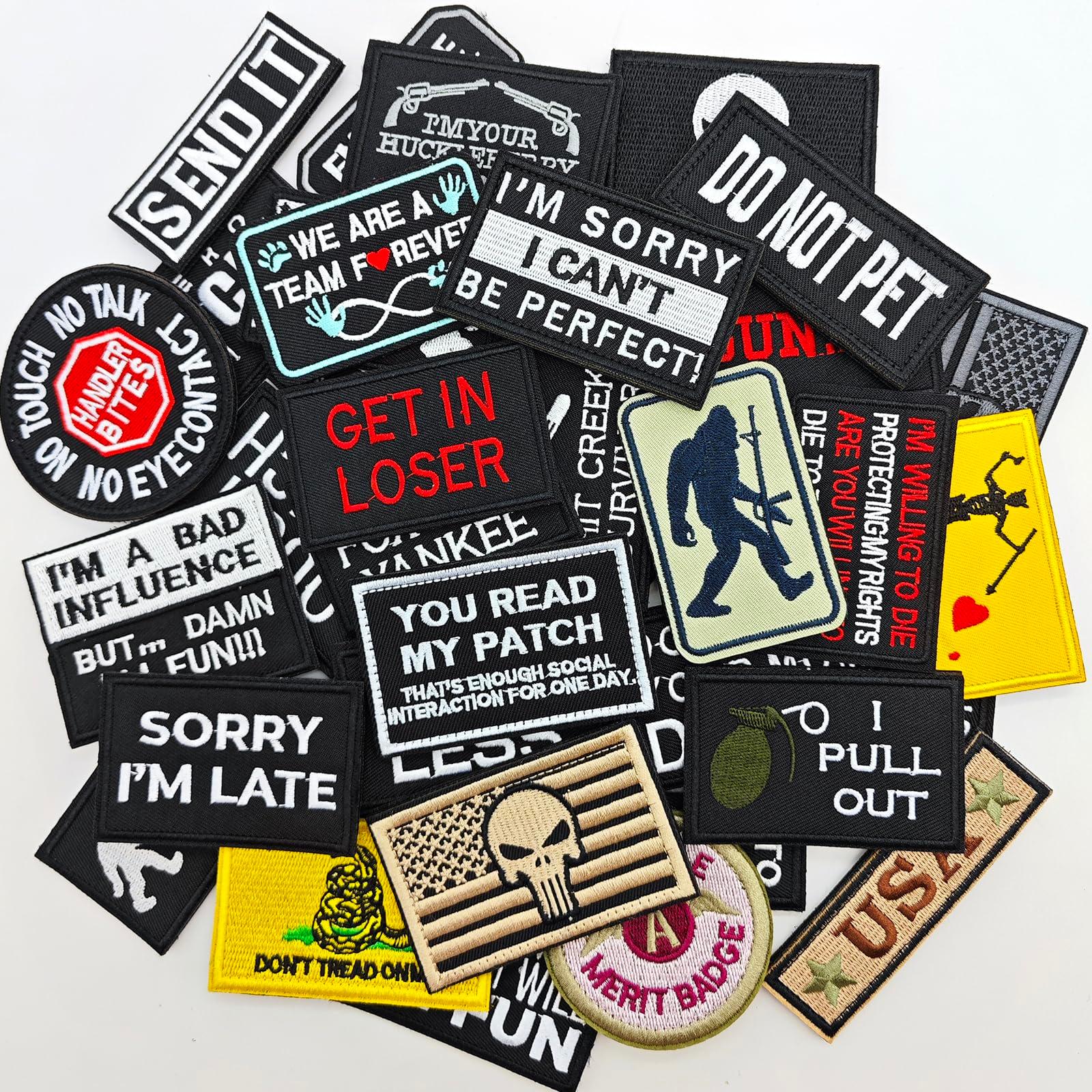 Gleihow 12 Pieces Random Funny Tactical Morale Patch Full Embroidery Military Loop and Hook Patches for Caps Backpacks Vest Harness Military Uniforms - Image 4