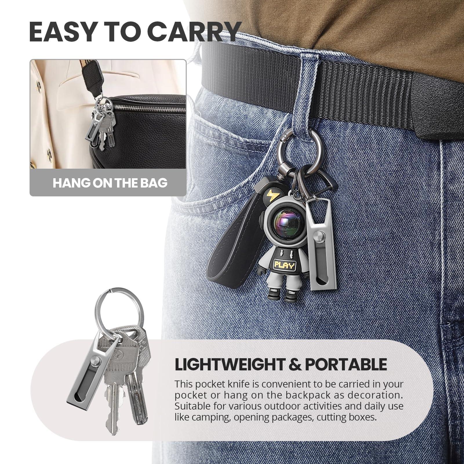 ITOKEY 2 Pack Small Pocket Knife, Keychain Box Cutter, Mini Pocket Knife with 0.78 inch Sharp Blade, EDC Utility Knife for Everyday Carry, Safety Box Opener Tool for Office, Cool Gadgets for Men Women - Image 6