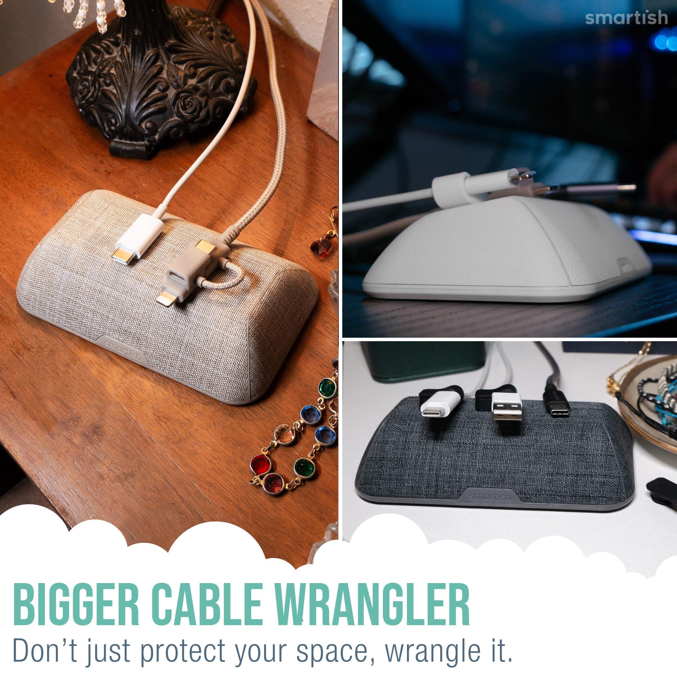 Smartish Magnetic Cord Holder - Bigger Cable Wrangler Organizer with Magnet Clips for Charger Management on Desktop, Nightstand, or Side Table - Holds 6+ Cables - Black Tie Affair - Image 6