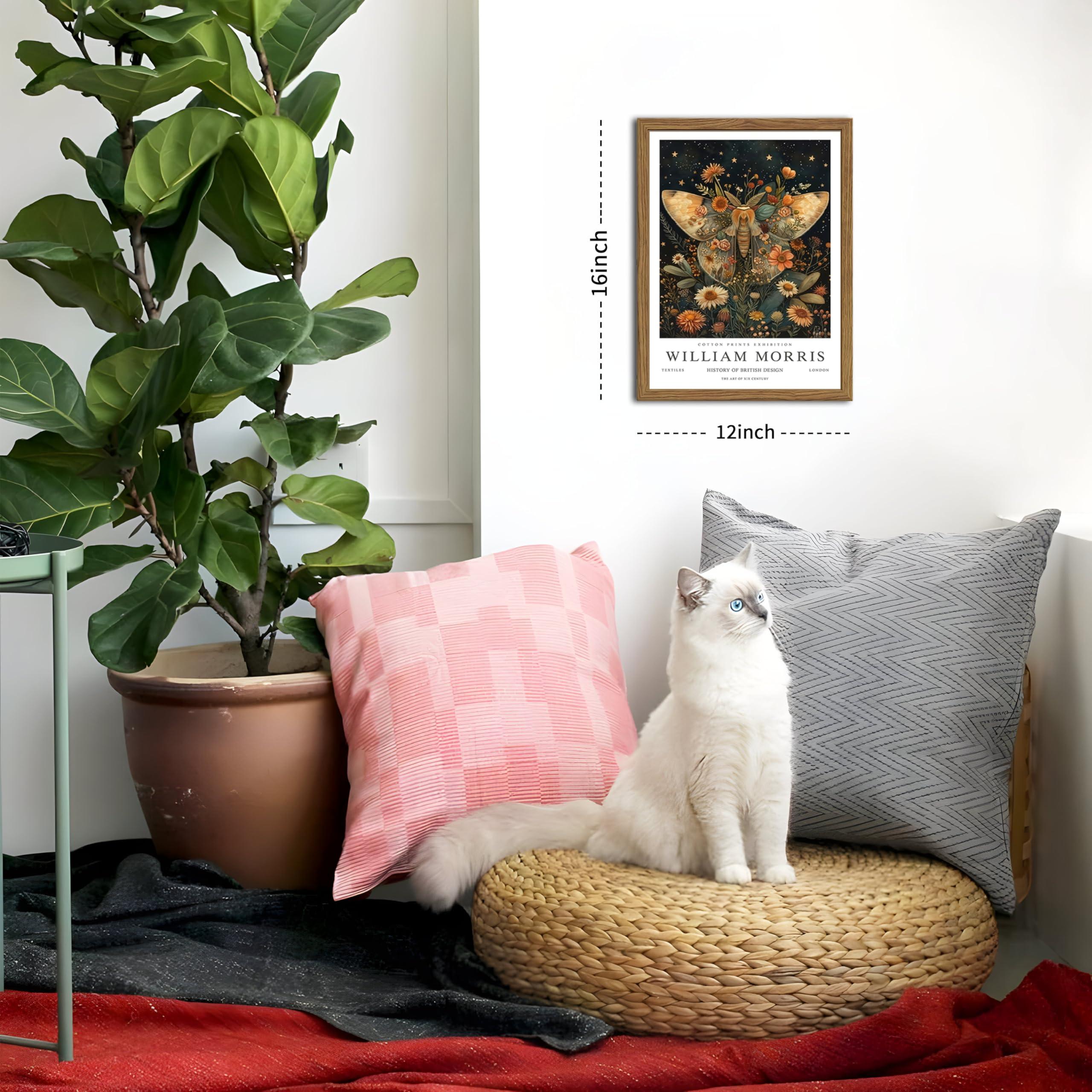 Wood Frame William Morris Wall Art Set of 3, Vintage Animal Bee Butterfly Dragonfly Posters Prints, Botanical Nature Flower Canvas Wall Decor Paintings for Living Room Bedroom Bathroom 12x16In Framed - Image 3