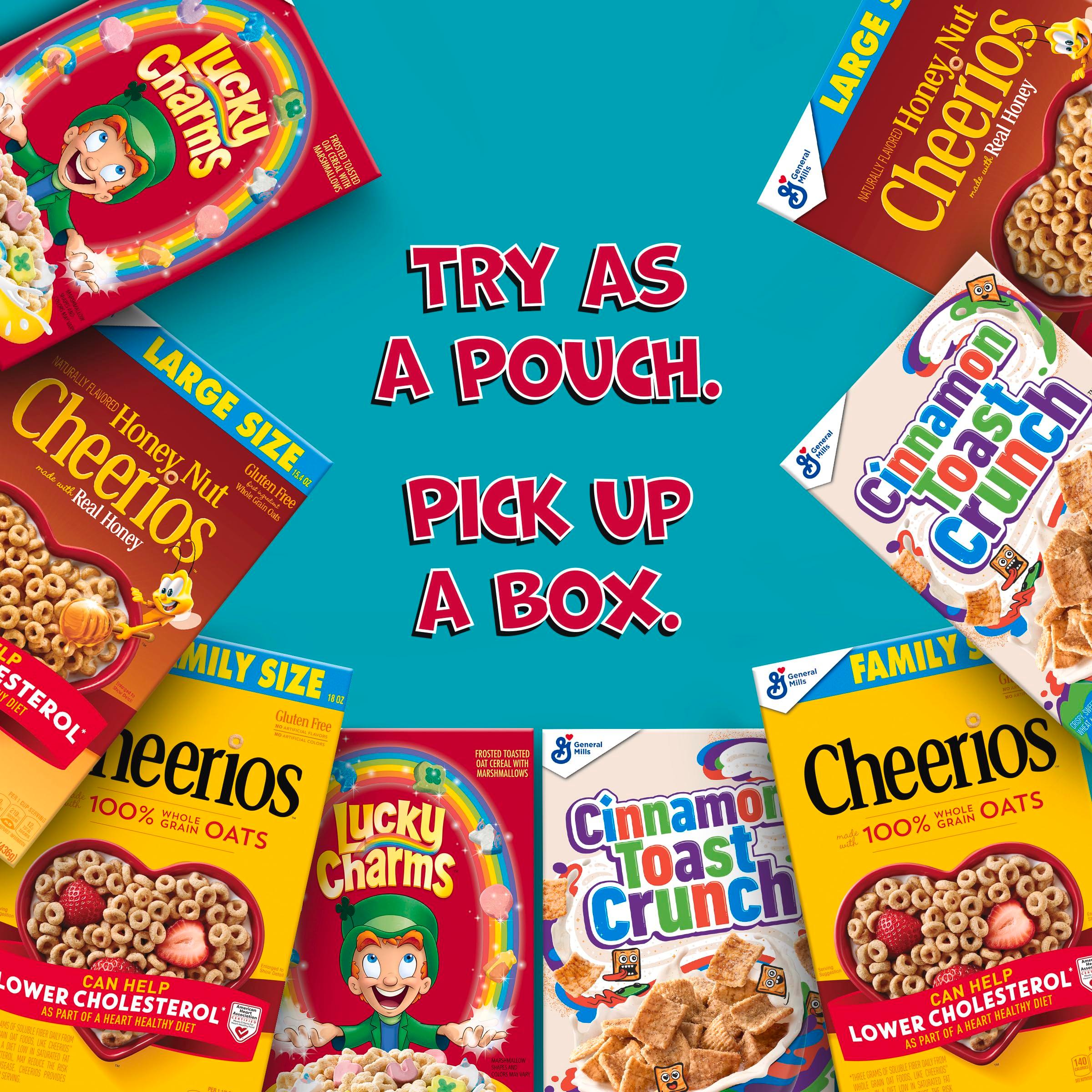 General Mills Cereal Variety Pack, Lucky Charms, Cinnamon Toast Crunch, Cheerios, and Honey Nut Cheerios, 8 Single Serve Pouches, 9.14 oz - Image 6