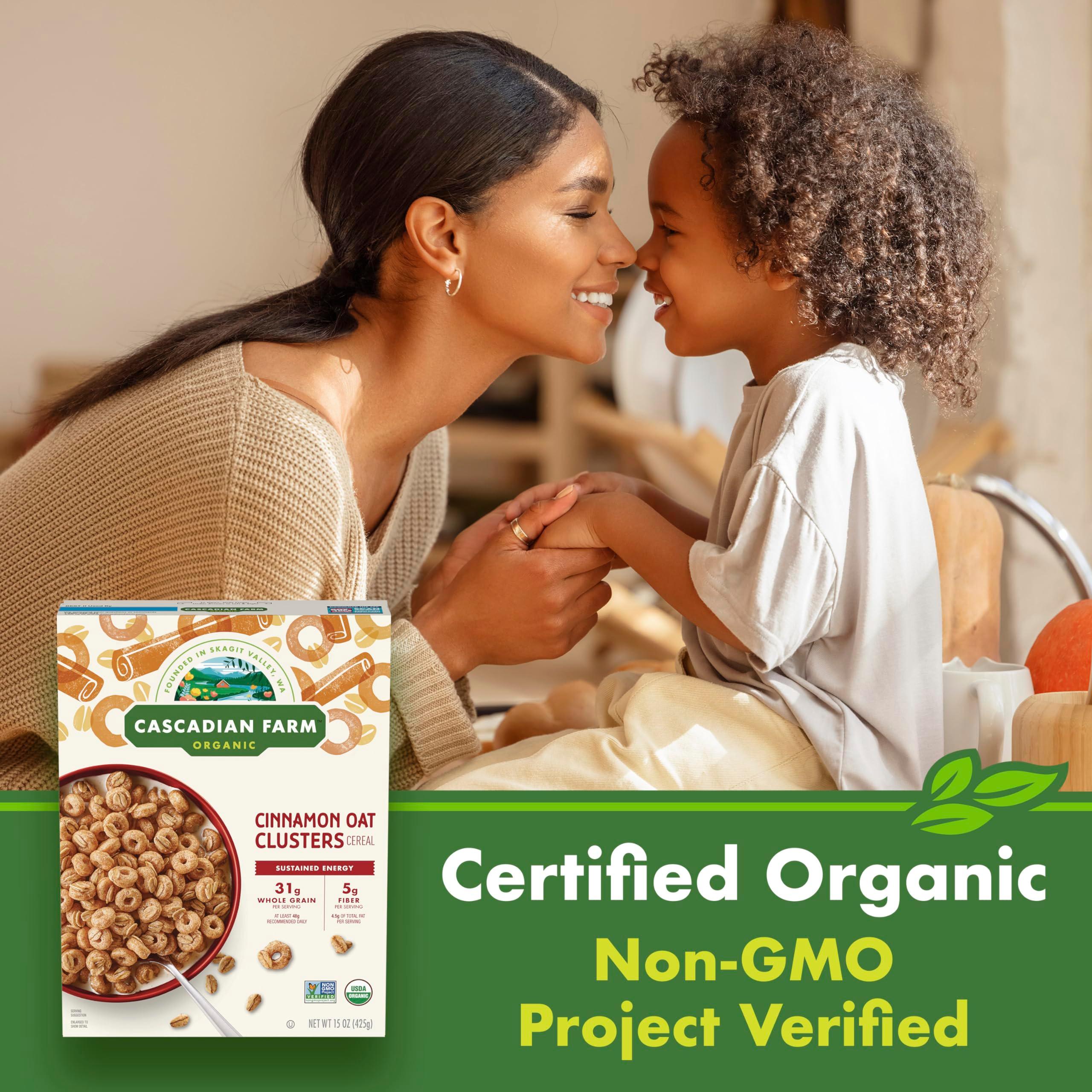 Cascadian Farm Organic Cinnamon Oat Clusters Breakfast Cereal, Made With Whole Grain, Non-GMO, 15 oz - Image 5