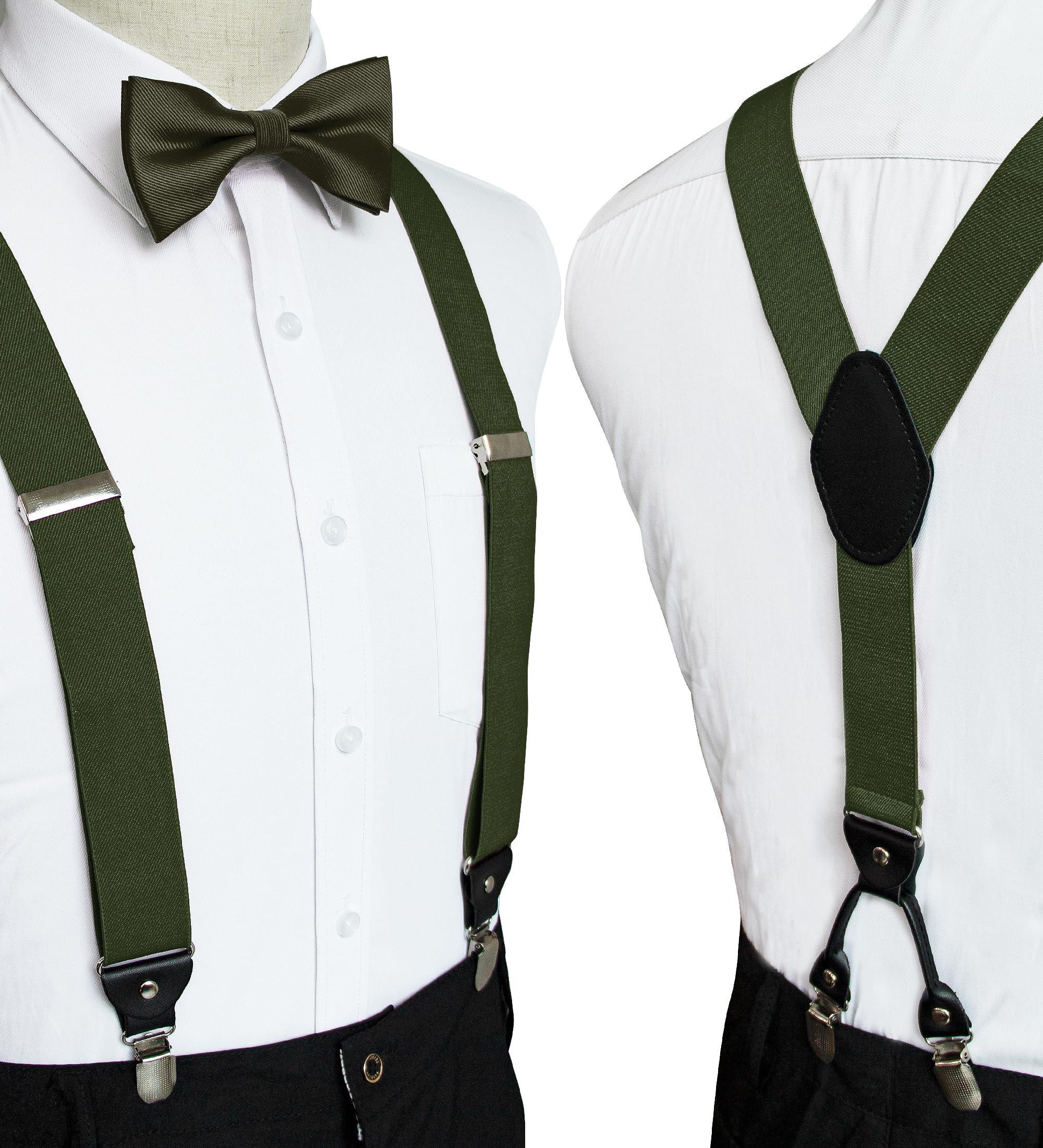JEMYGINS Solid Color Suspender and Silk Bow Tie Sets for Men - Image 2