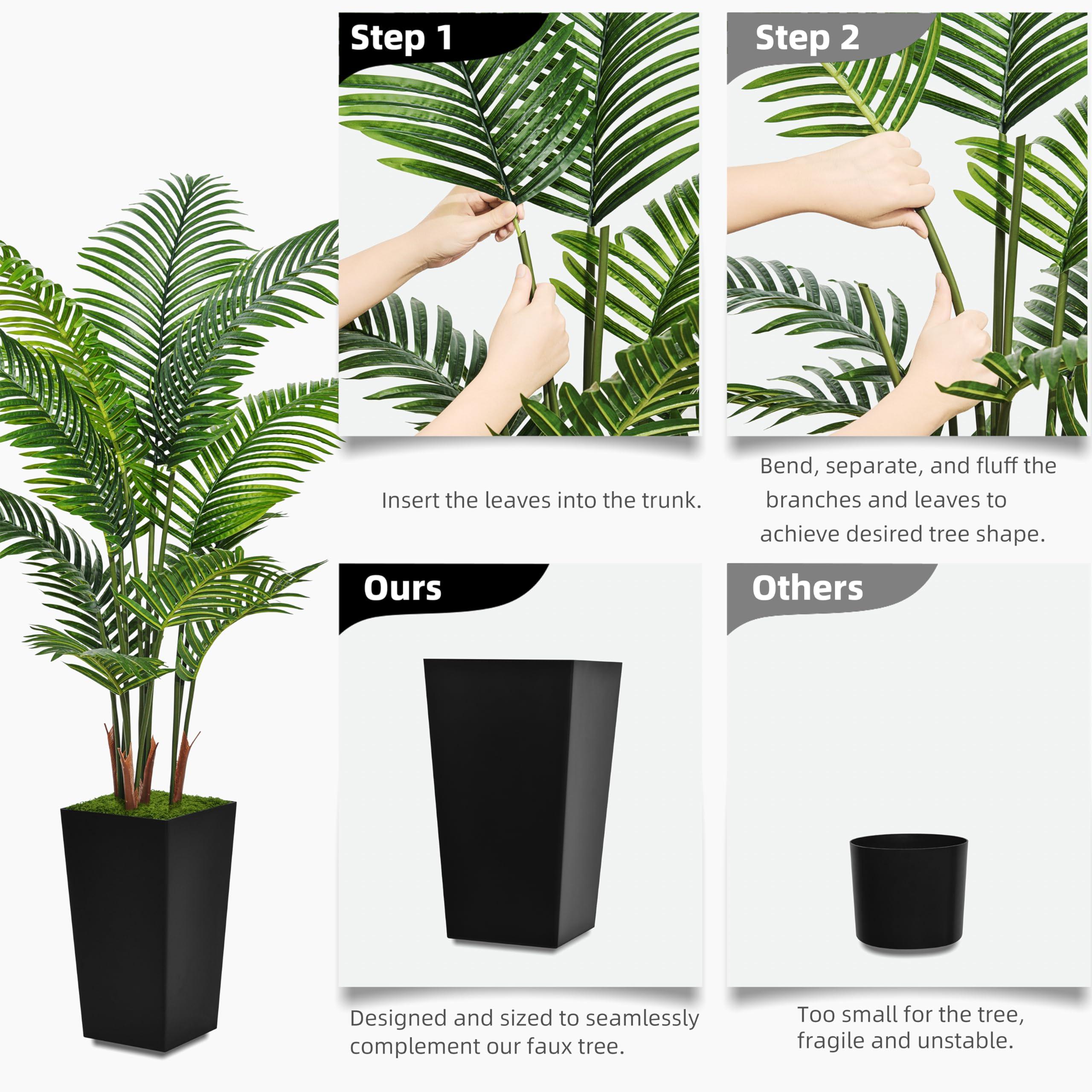 ASTIDY Artificial Palm Tree 5FT - Fake Tree with White Tall Planter - Faux Tropical Areca Floor Plant in Pot - Artificial Silk Plant for Home Office Living Room Decor Indoor - Image 6