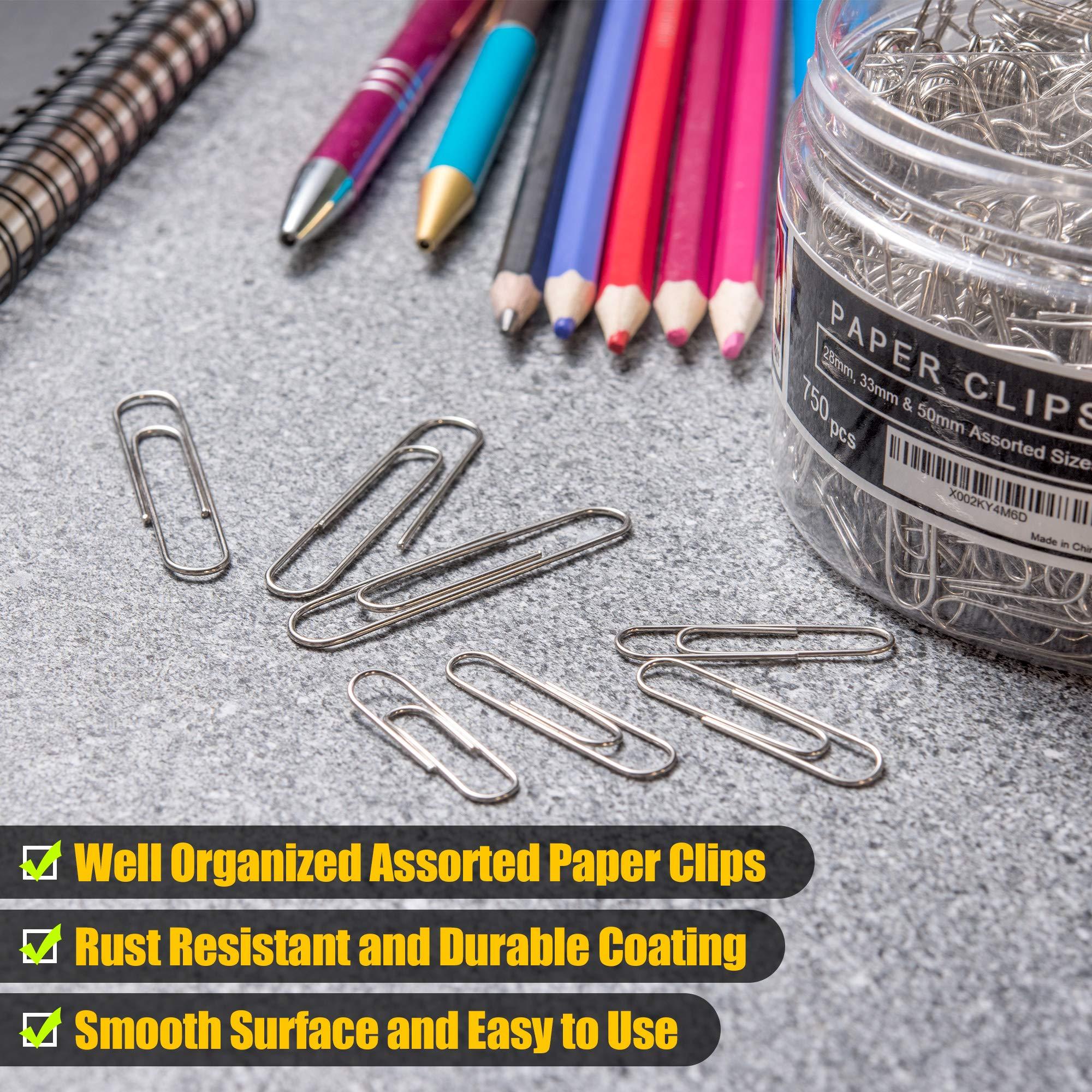 Kempshott 750 Paper Clips Assorted Sizes Small, Medium and Large Paper Clips for Paperwork Ideal for Home, School and Office Use (Assorted, Silver) - Image 5