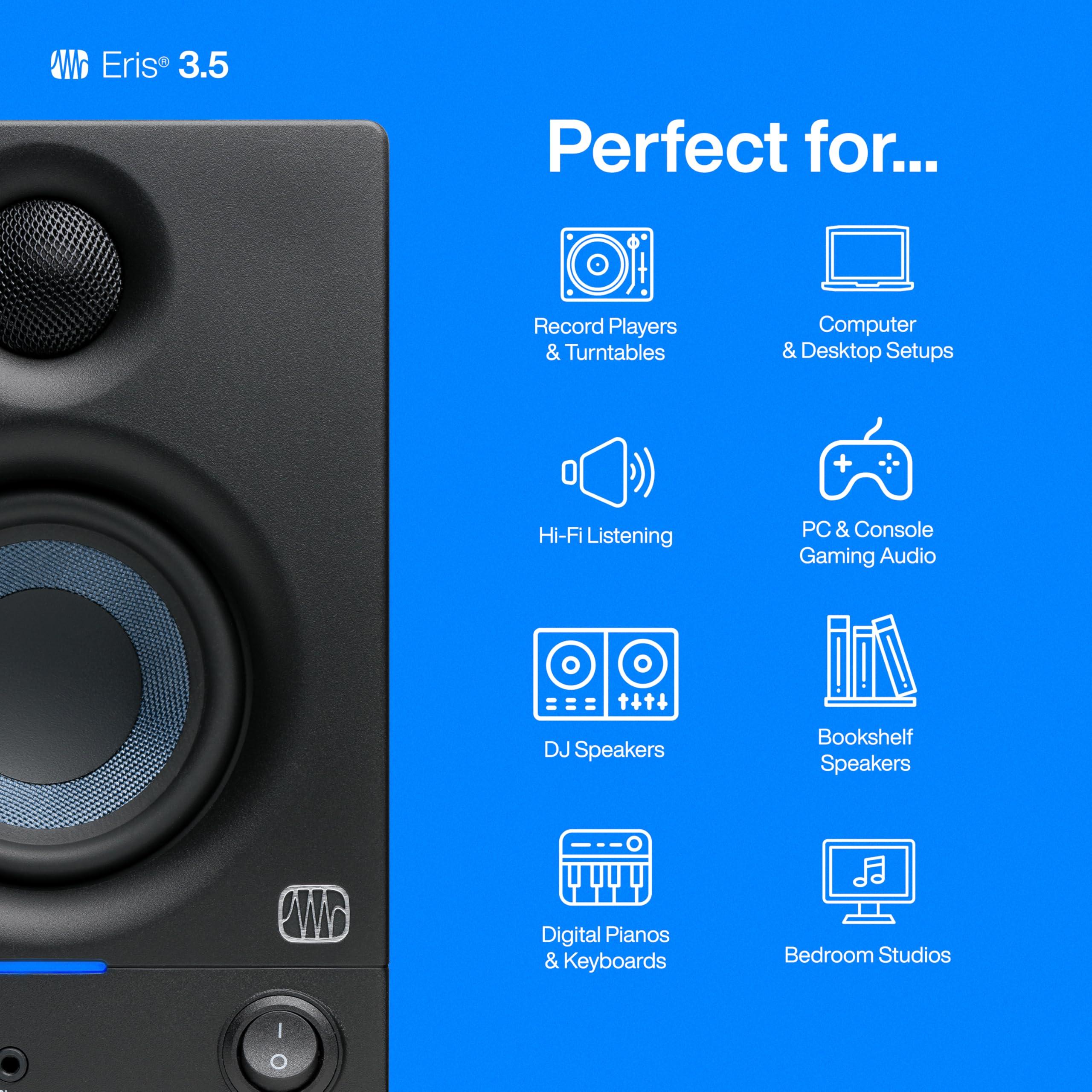 PreSonus Eris 3.5 Studio Monitors, Pair — Powered, Active Monitor Speakers for Near Field Music Production, Desktop Computer, Hi-Fi Audio - Image 3