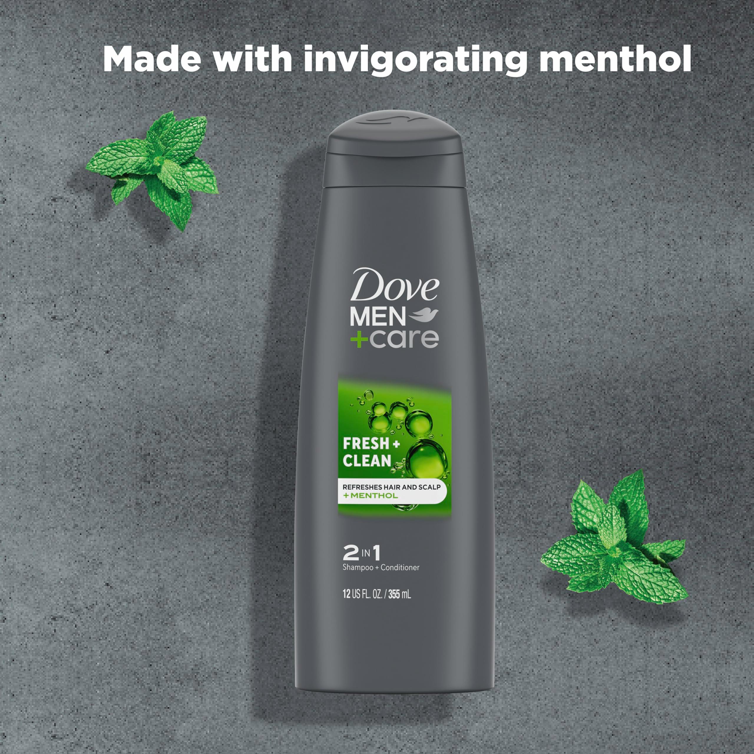 DOVE MEN + CARE Fortifying 2-in-1 Shampoo and Conditioner Fresh and Clean with Caffeine 4 Count For Everyday Care Helps Strengthen and Nourish Hair 12 oz - Image 5