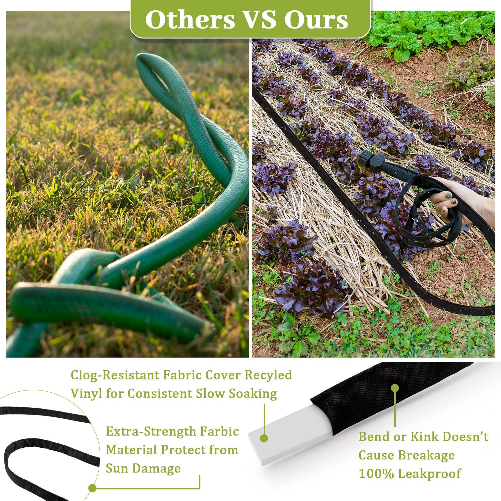 Weysat 6 Pcs Garden Soaker Hose 25 Ft 1/2" Flat Double Layer Consistent Drip Hose Leakproof Heavy Duty Irrigation Save 80% Water for Garden Bed Vegetable Sprinkler - Image 3
