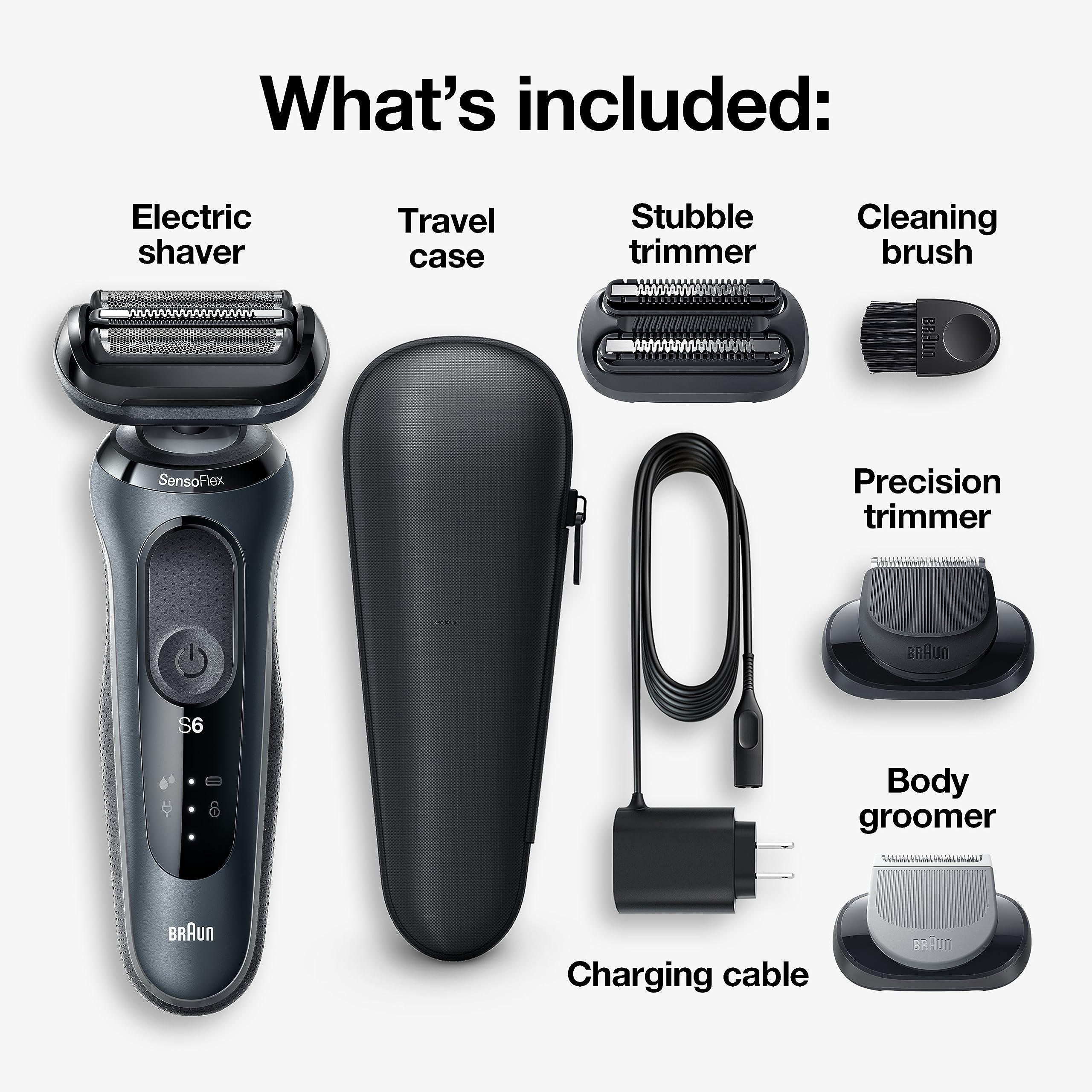 Braun Series 6 6046cs Electric Razor for Men, Wet & Dry, Electric Razor, Rechargeable, Cordless Foil Shaver with Charging Stand, Travel Case and Precision Trimmer, Black - Image 2