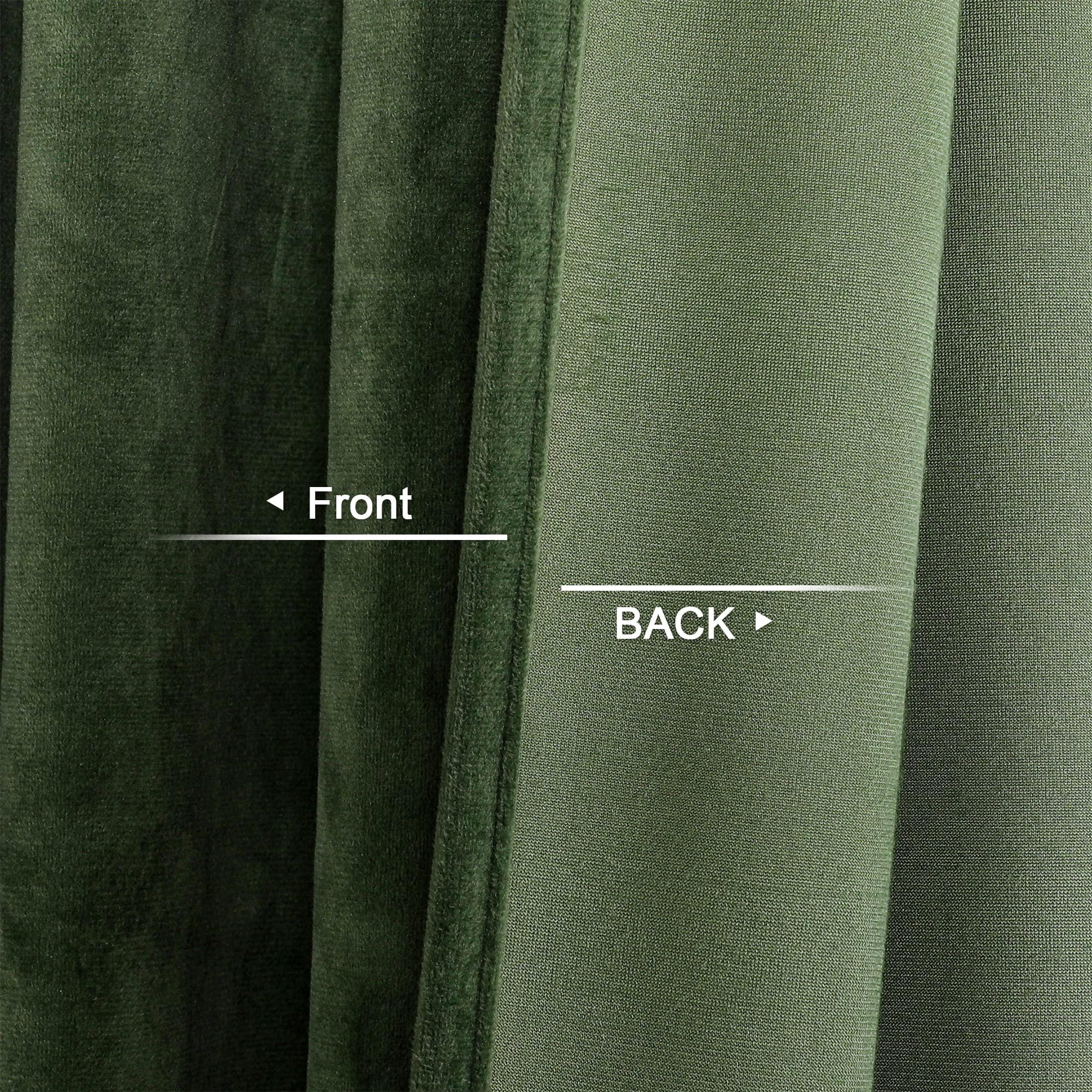 Benedeco Green Velvet Curtains for Bedroom Window, Super Soft Luxury Drapes, Room Darkening Thermal Insulated Rod Pocket Curtain for Living Room, W52 by L84 inches, 2 Panels - Image 2