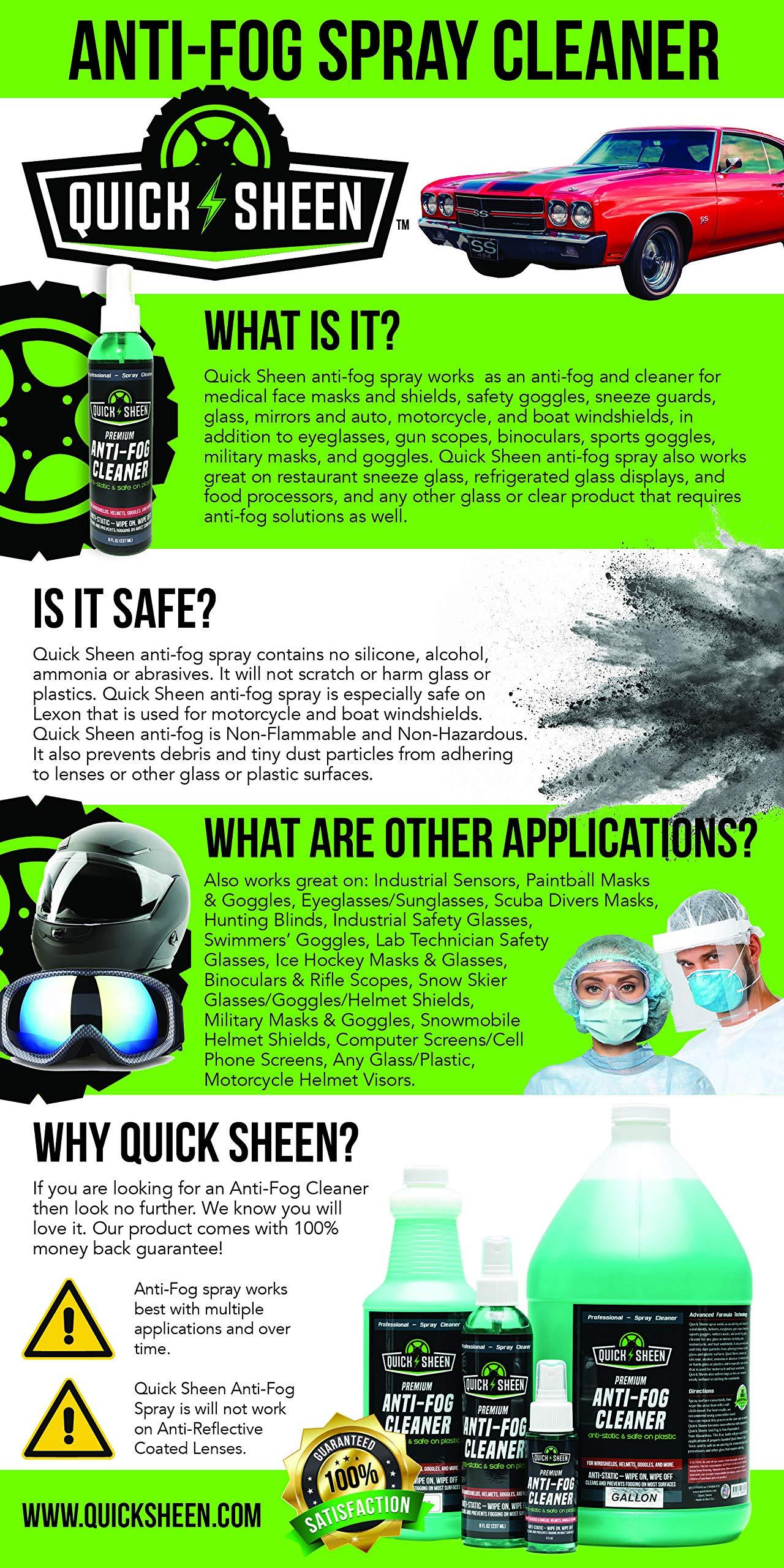 Quick Sheen Anti-Fog Spray for Glass, Windows, Glasses, Masks, Mirrors, Goggles - Image 2