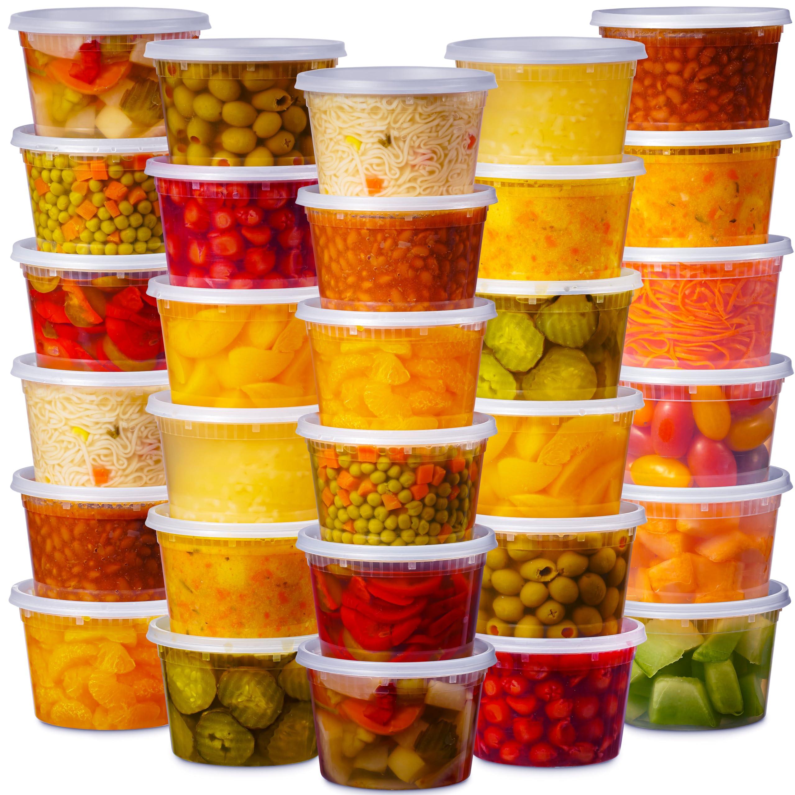 48 Pack Plastic Deli Containers with Lids (16, 32 oz 24 Each) - Food Storage Containers with Lids - Clear Disposable Meal Prep Containers, BPA Free, Stackable, Leakproof, Microwave and Freezer Safe - Image 8