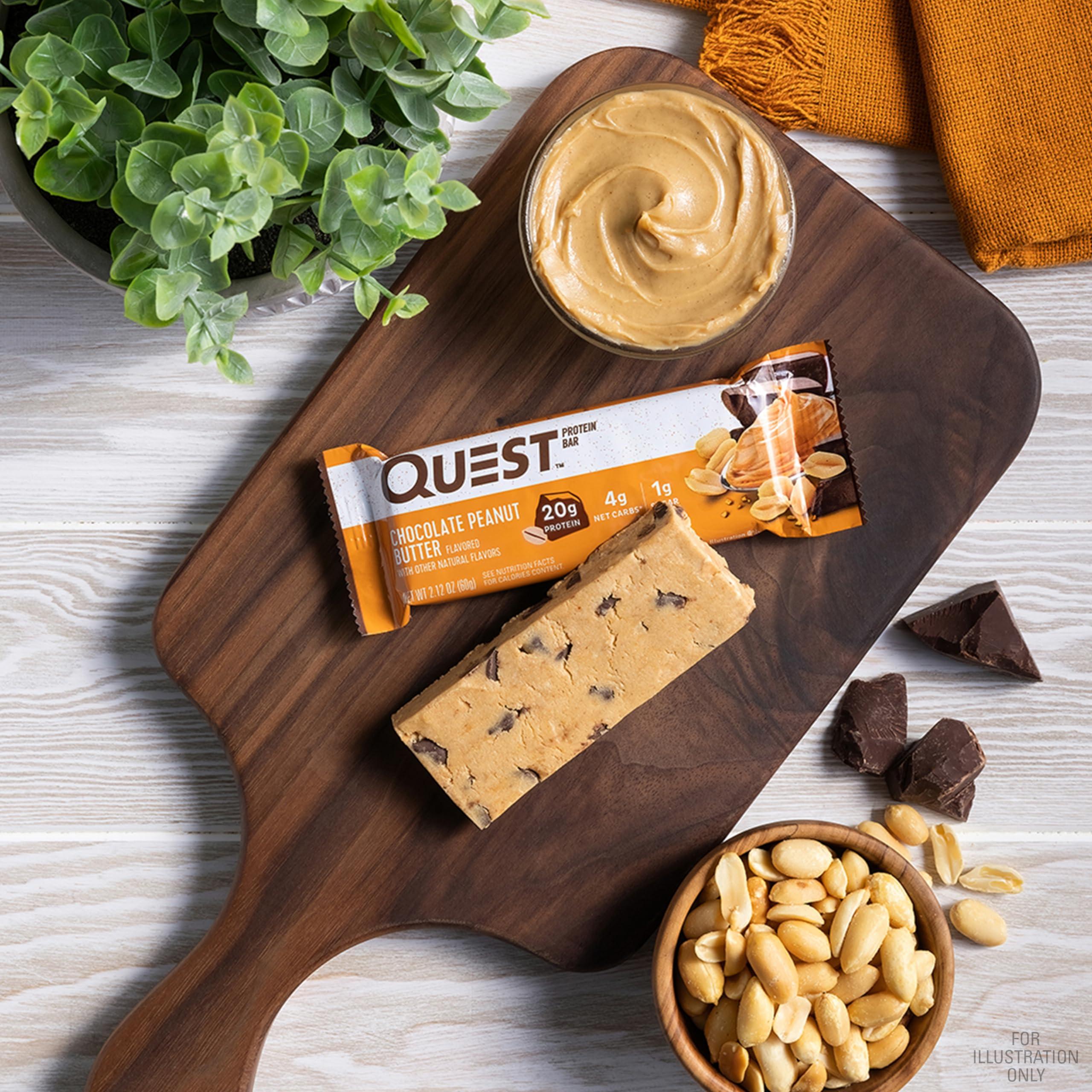 Quest Nutrition Chocolate Peanut Butter Bars, 20g Protein, 1g Sugar, 5g Net Carb, Gluten Free, Keto Friendly, 12 Count - Image 4