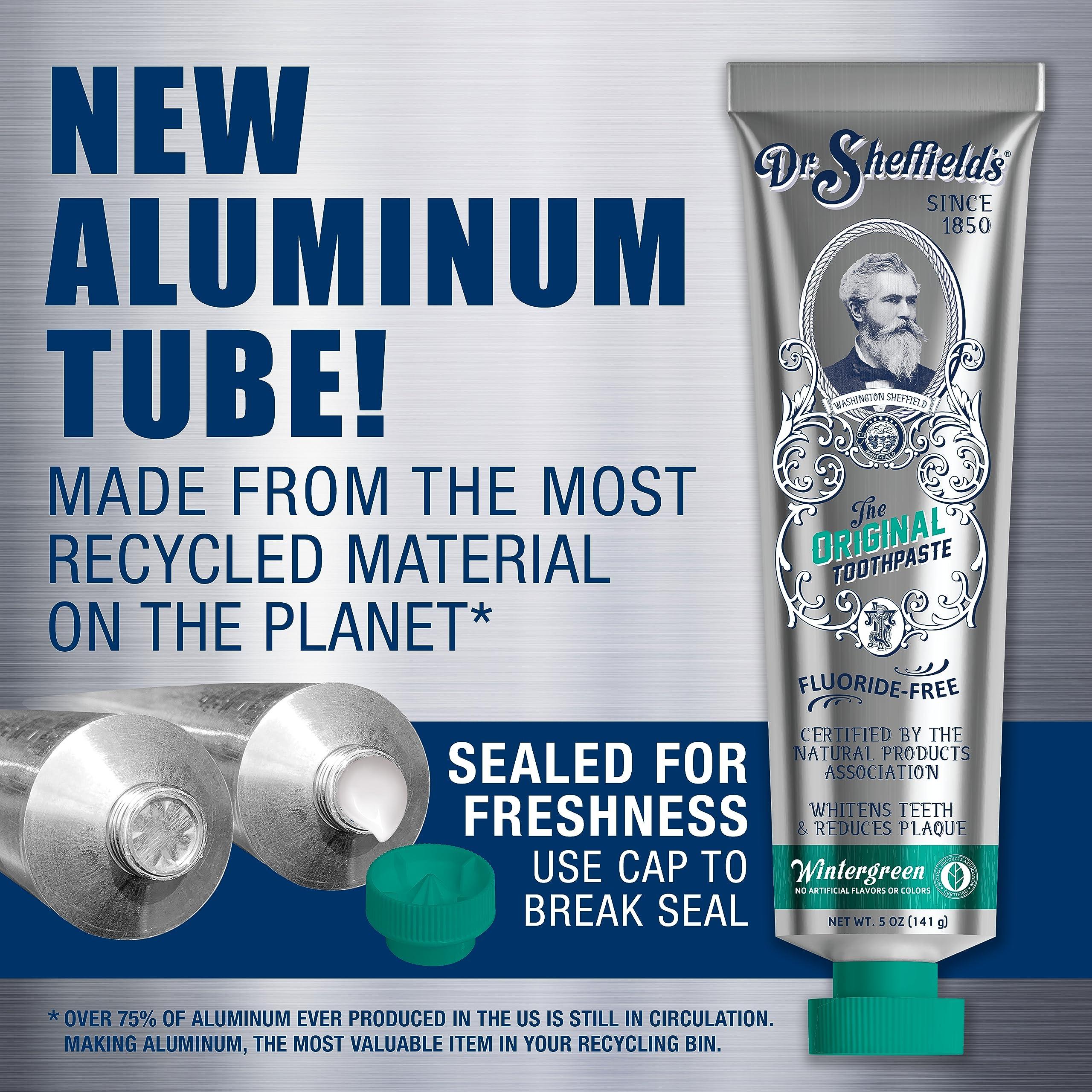 Dr. Sheffield’s Certified Natural Toothpaste (Wintergreen) - Great Tasting, Fluoride Free Toothpaste/Freshen Your Breath, Whiten Your Teeth, Reduce Plaque (2-Pack) - Image 3