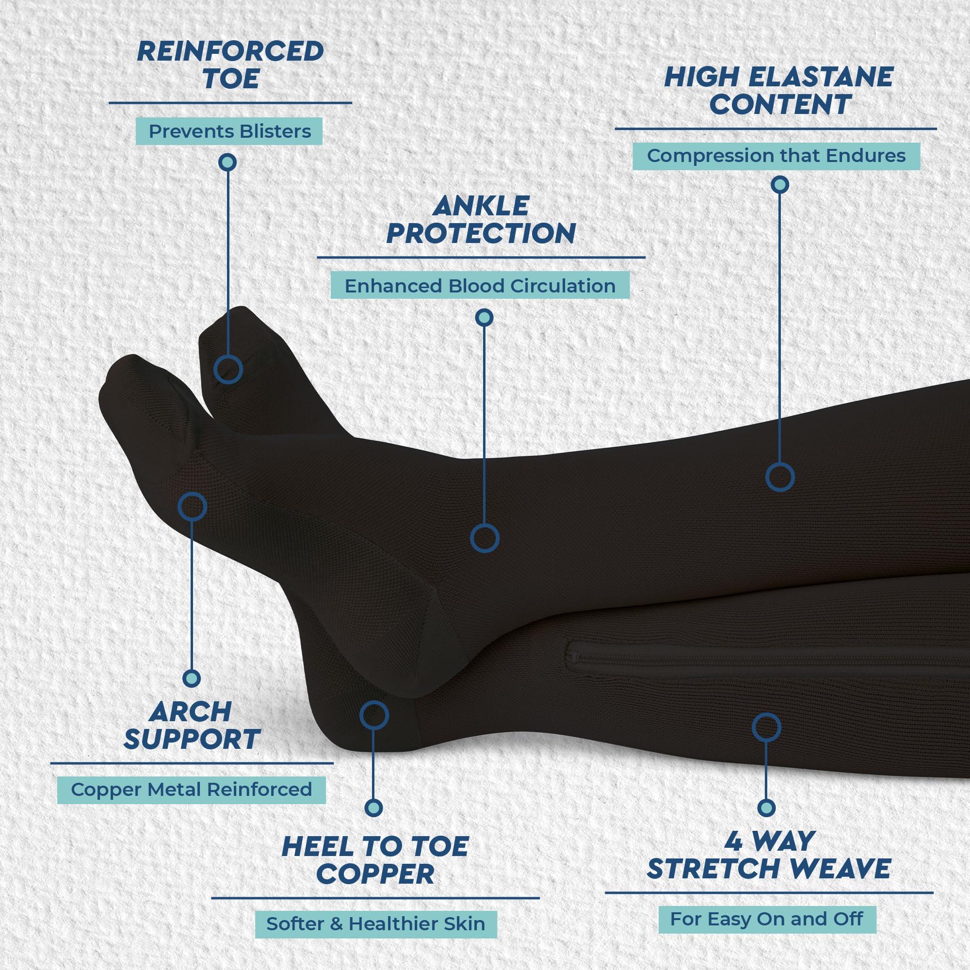 TheraMagic™ Zipper Compression Socks for Men & Women, 20-30mmHg Closed Toe Graduated Zippered Compression Stocking - Image 3