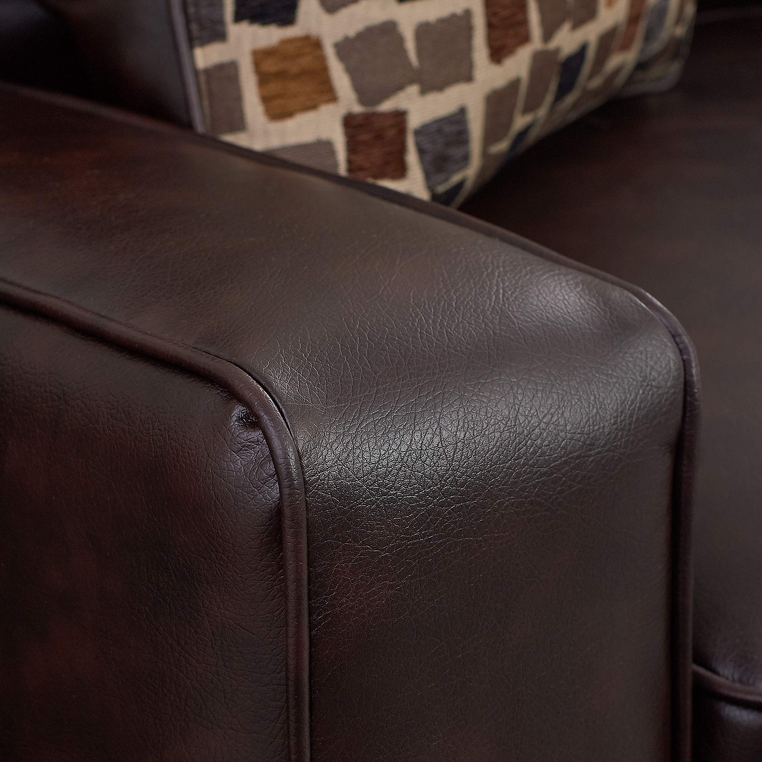 Serta Palisades 61" Track Arm Sofa, Durable Bonded Leather, Soft Pillow Back, Pocket Coil Seat Cushions, Loveseat or Couch for Small Spaces, Living Rooms or Bedrooms, Chestnut Brown - Image 4