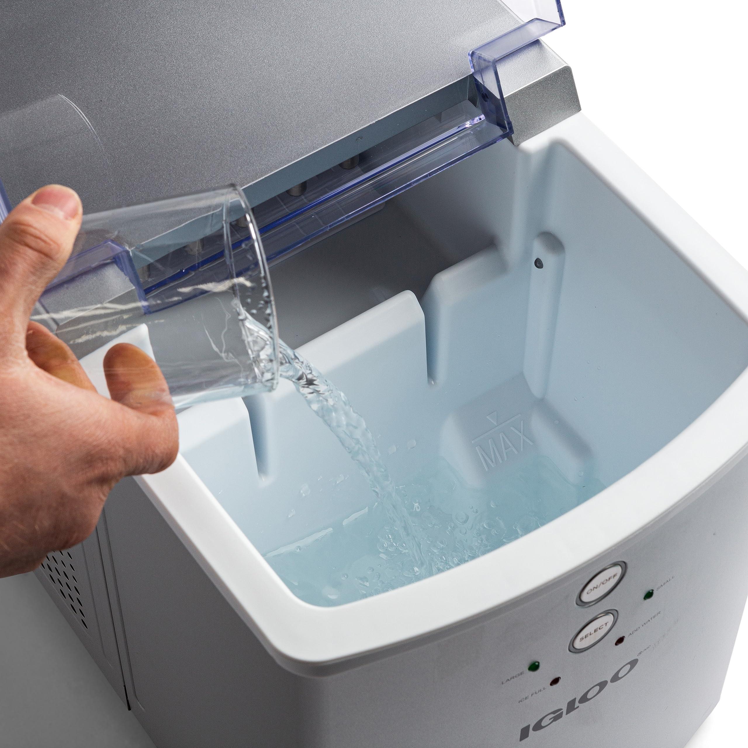 Igloo Electric Countertop Ice Maker Machine - Automatic and Portable - 33 Pounds in 24 Hours - Ice Cube Maker - Ice Scoop and Basket - Ideal for Iced Coffee and Cocktails - Silver - Image 6