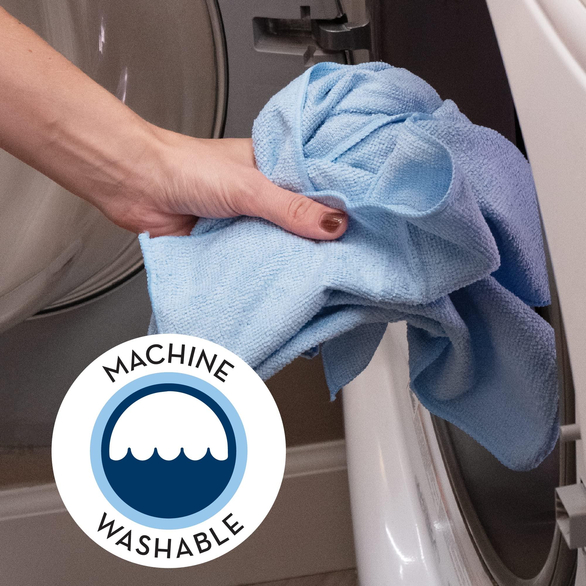 S&T INC. 100 Pack Microfiber Cleaning Cloth, Bulk Towels for Home, Reusable Microfiber Towels for Cars, Cleaning Rags, Light Blue, 11.5 Inches x 11.5 Inches, 100 Count - Image 6