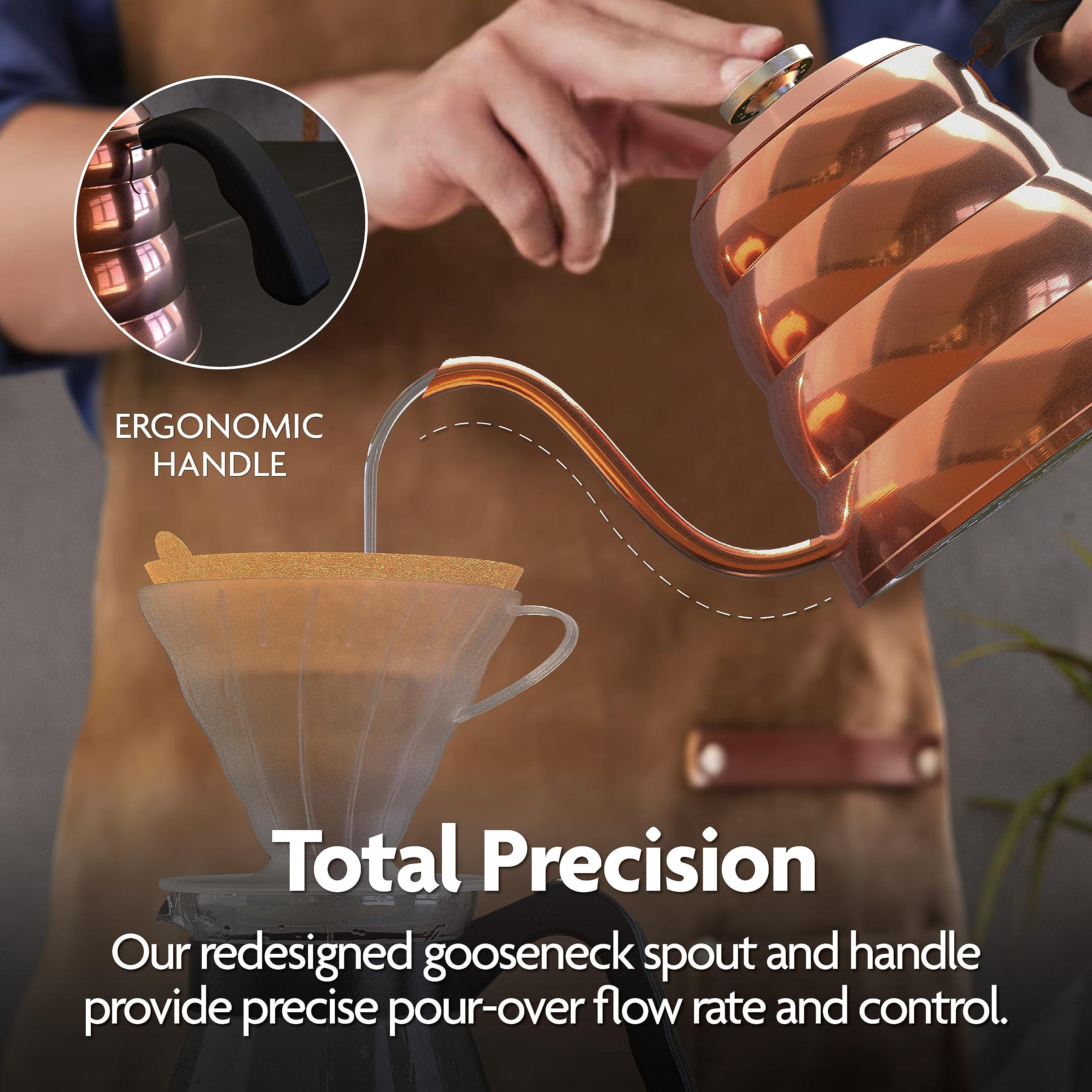Vianté Gooseneck Stovetop Pour Over Coffee Kettle with Thermometer for Drip Coffee and Tea. Premium Copper Stainless Steel. 40 fl oz. All Coocktops. - Image 3