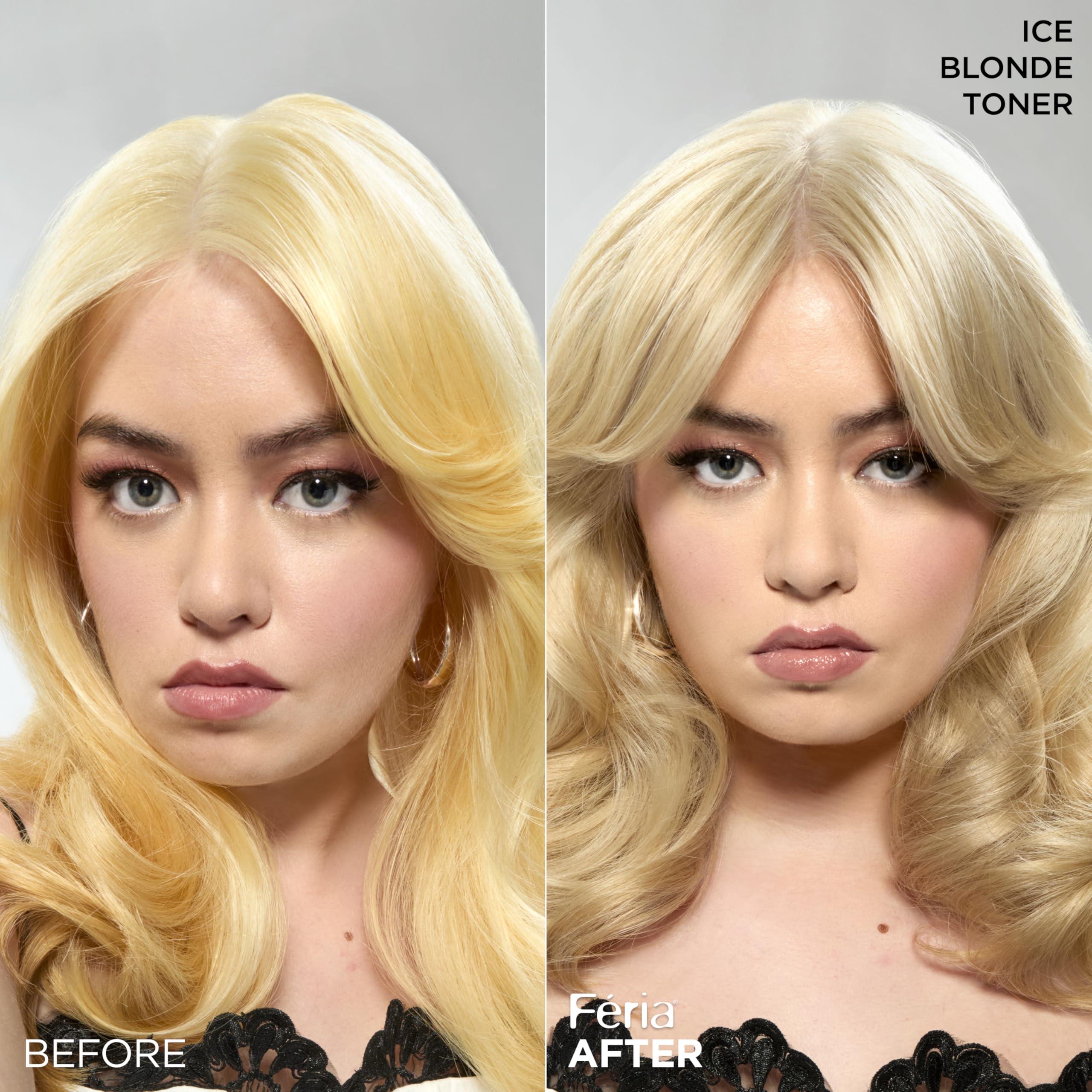 L'Oreal Paris Feria Long-Lasting Anti Brass Power Hair Toner, Ammonia Free Demi Permanent Hair Color, Ice Blonde Hair Toner, 1 Application - Image 3