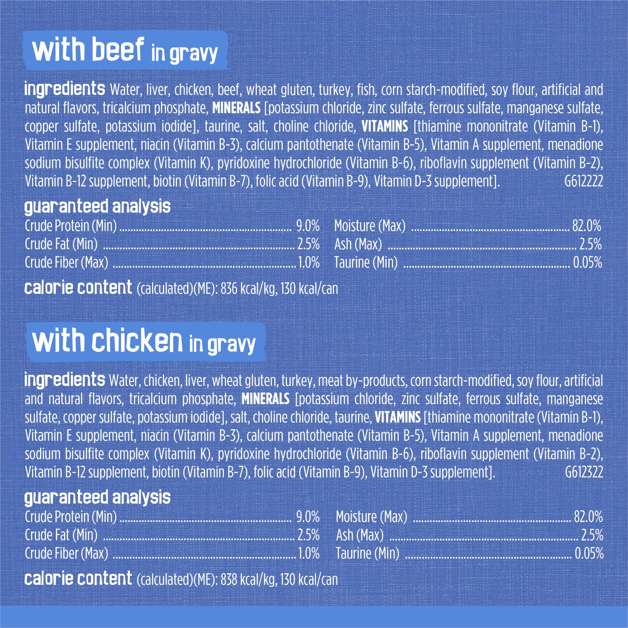 Purina Friskies Gravy Wet Cat Food Variety Pack, Shreds With Beef, With Chicken, and Turkey and Cheese Dinner - (Pack of 24) 5.5 oz. Cans - Image 9