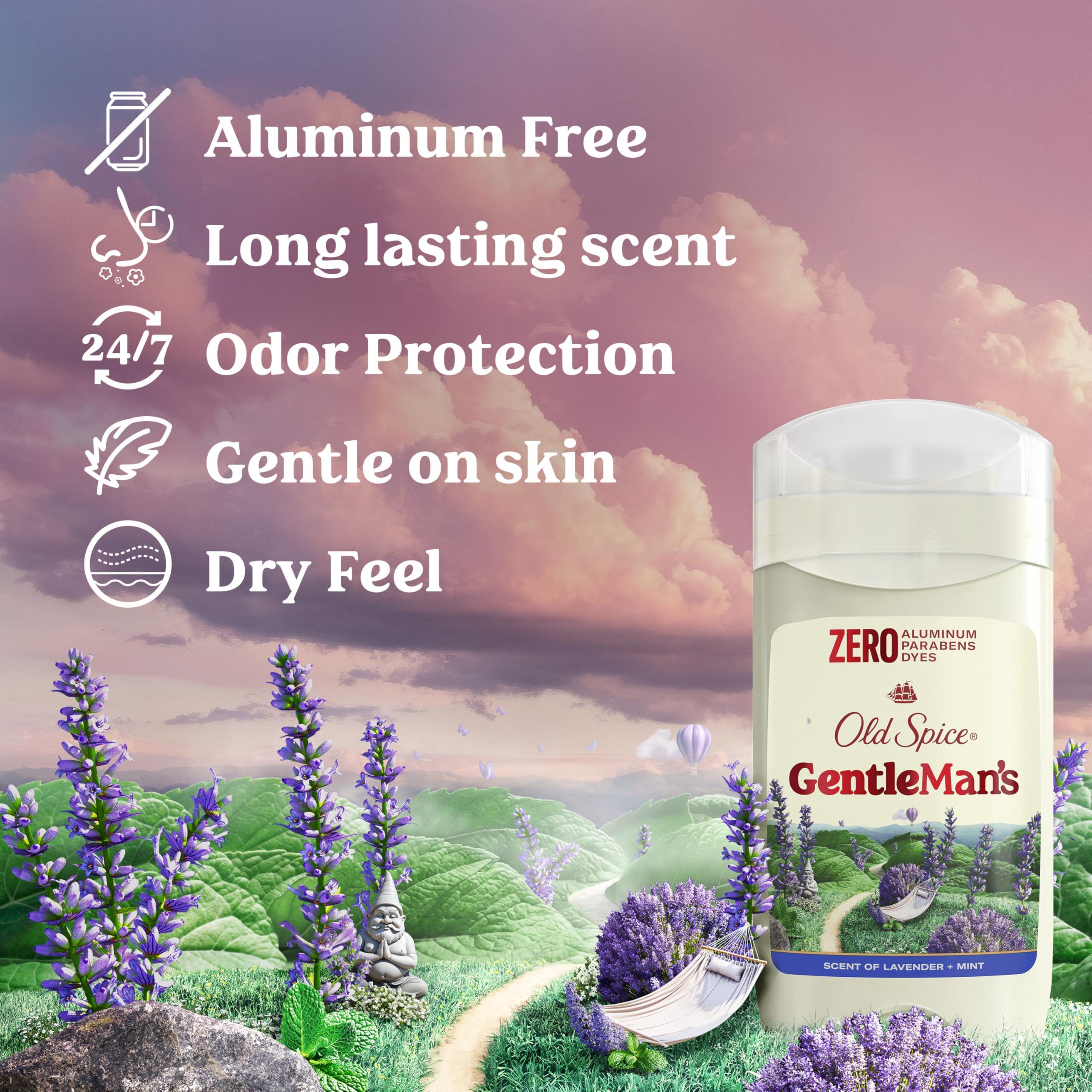 Old Spice GentleMan's Aluminum Free Dry Feel Deodorant for Men, 24/7 Lasting Freshness, Gentle on Skin with Skin Conditioners, Lavender + Mint Scent, 3.0 oz (Pack of 3) - Image 2