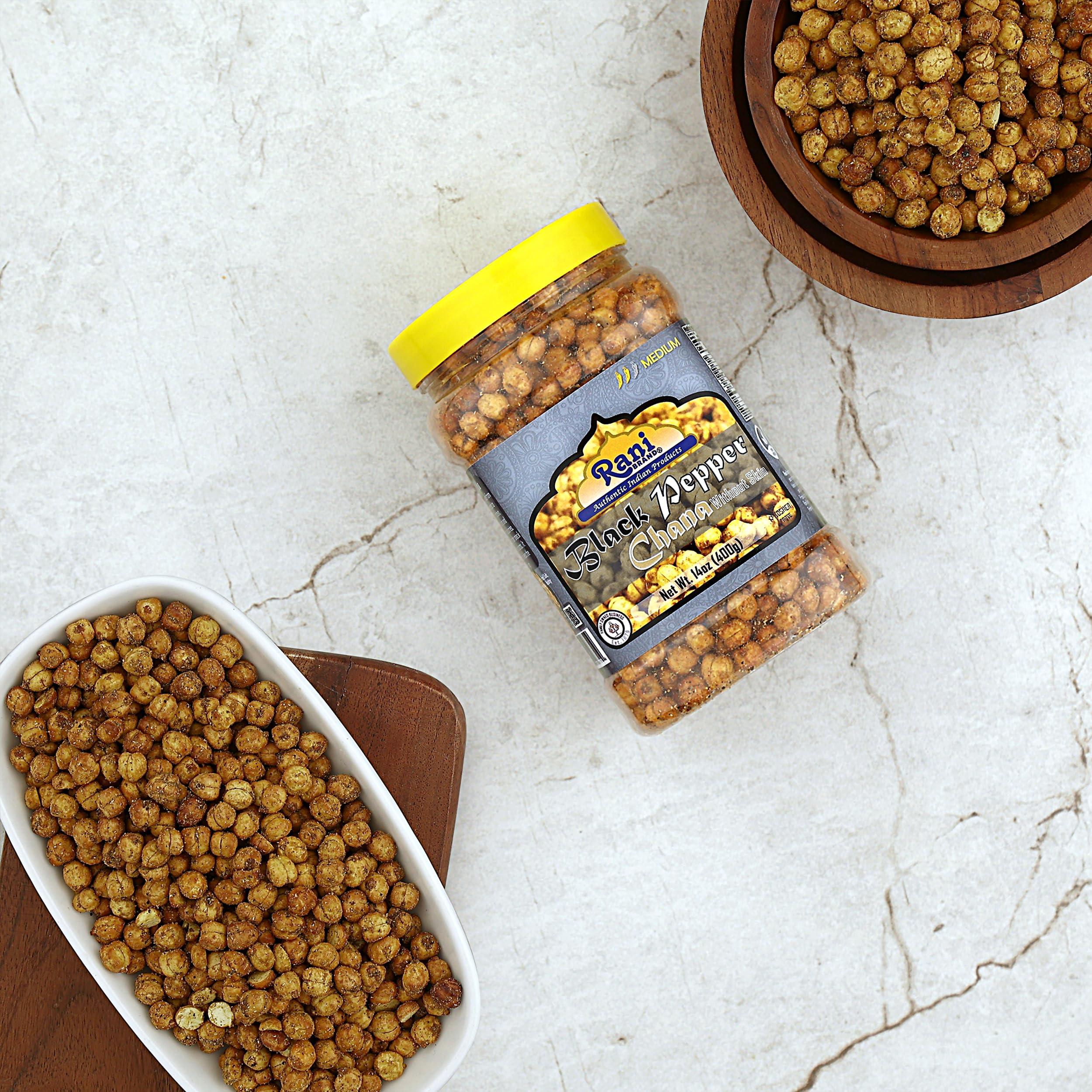 Rani Roasted Chana (Chickpeas) Black Pepper Flavor 14oz (400g) PET Jar ~ All Natural | Vegan | No Preservatives | Gluten Friendly | Kosher | Indian Origin | Great Snack, Ready to Eat | Seasoned with 5 Spices - Image 6