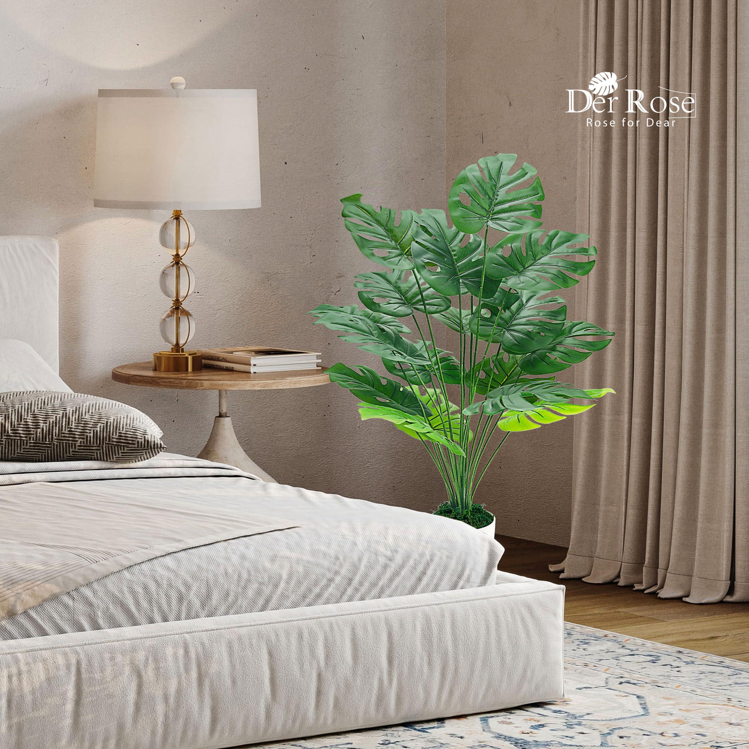 Der Rose 28" Fake Plants Large Artificial Monstera Faux Potted Plants Indoor Tall Tree for Living Room Decor - Image 4