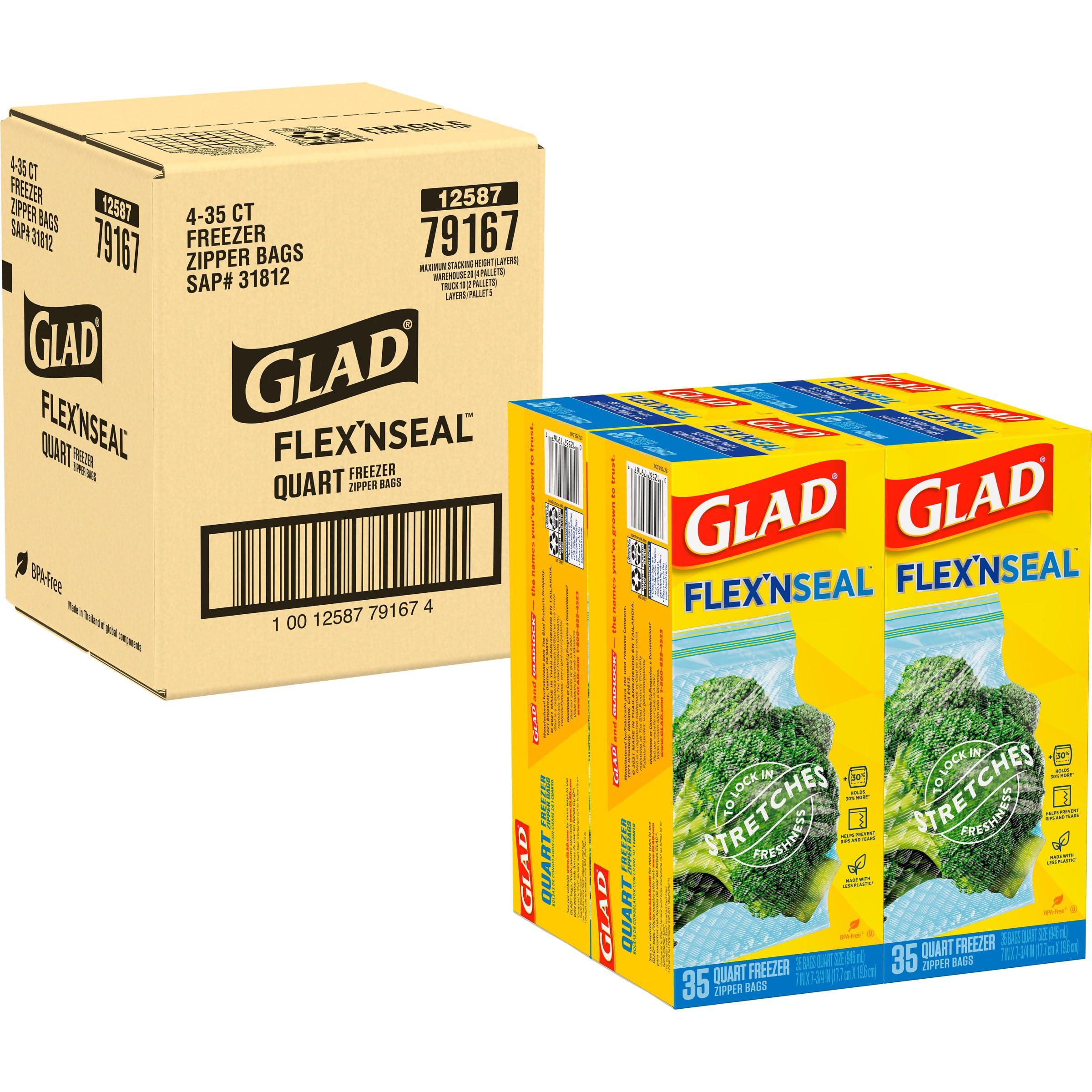 GladFlex'N Seal Freezer Storage Plastic Bags, Quart, 35 Count, Pack of 4 (Package May Vary) - Image 9