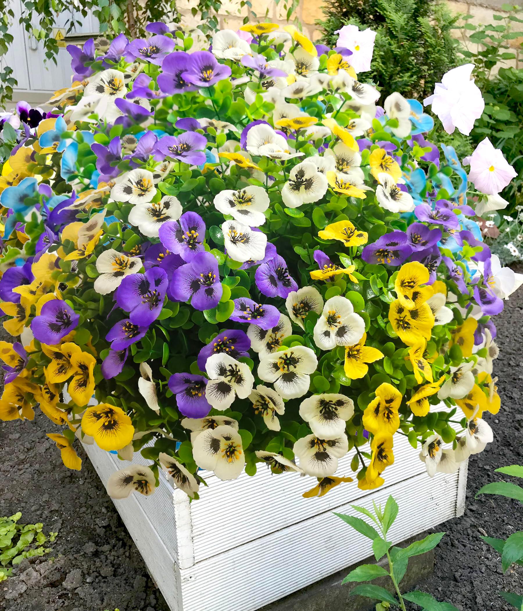 Thinktral Artificial Flowers for Outdoors Fake Plants, 12pcs Fake Flowers Artificial Plants Outdoor UV Resistant, Silk Faux Flowers Shrubs Greenery Plants for Porch Garden Patio Window Box Decor - Image 4