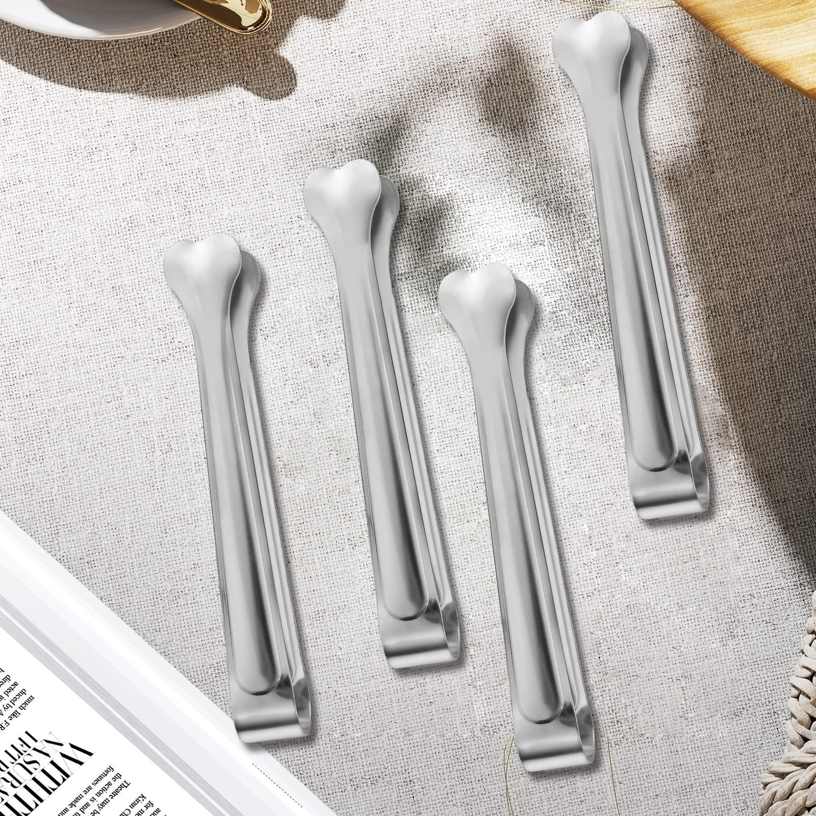 Dmoera 18 Pack Premium Small Serving Tongs, Mini Stainless Steel Appetizer Tongs 4.33Inch Silver - Image 5