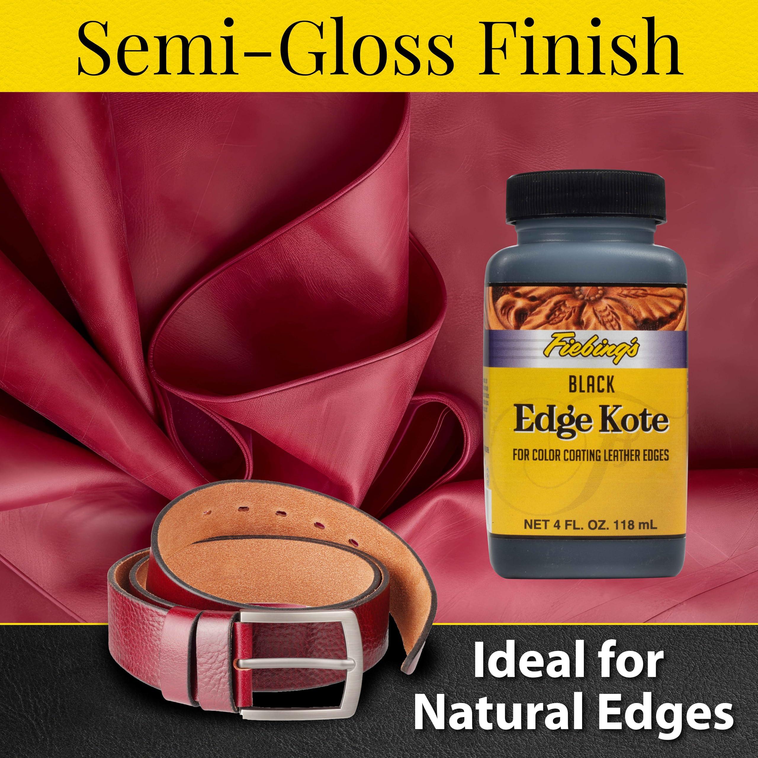 Fiebing's Edge Kote (4oz, Black) - Leather Edge Paint for Shoes, Furniture, Purses, Couches, Belts - Flexible, Water Resistant, Semi Gloss Color Coating Leather Dye to Protect Natural Edges - Image 2