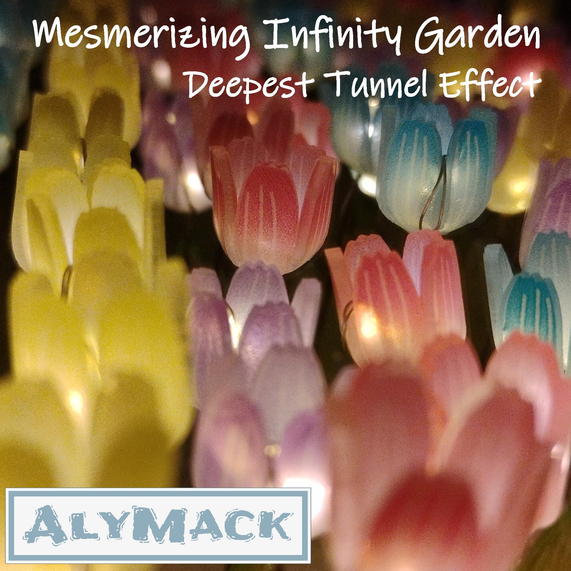 ALYMACK Handmade Tulip Lamp Fully Assembled - Flower Night Light Cuteness Lamps - Tulip and Rose Infinity Mirror in a Glass - Gift for Women or Girl - Lampara de Tulipanes Infinitos (Rainbow, USB) - Image 3